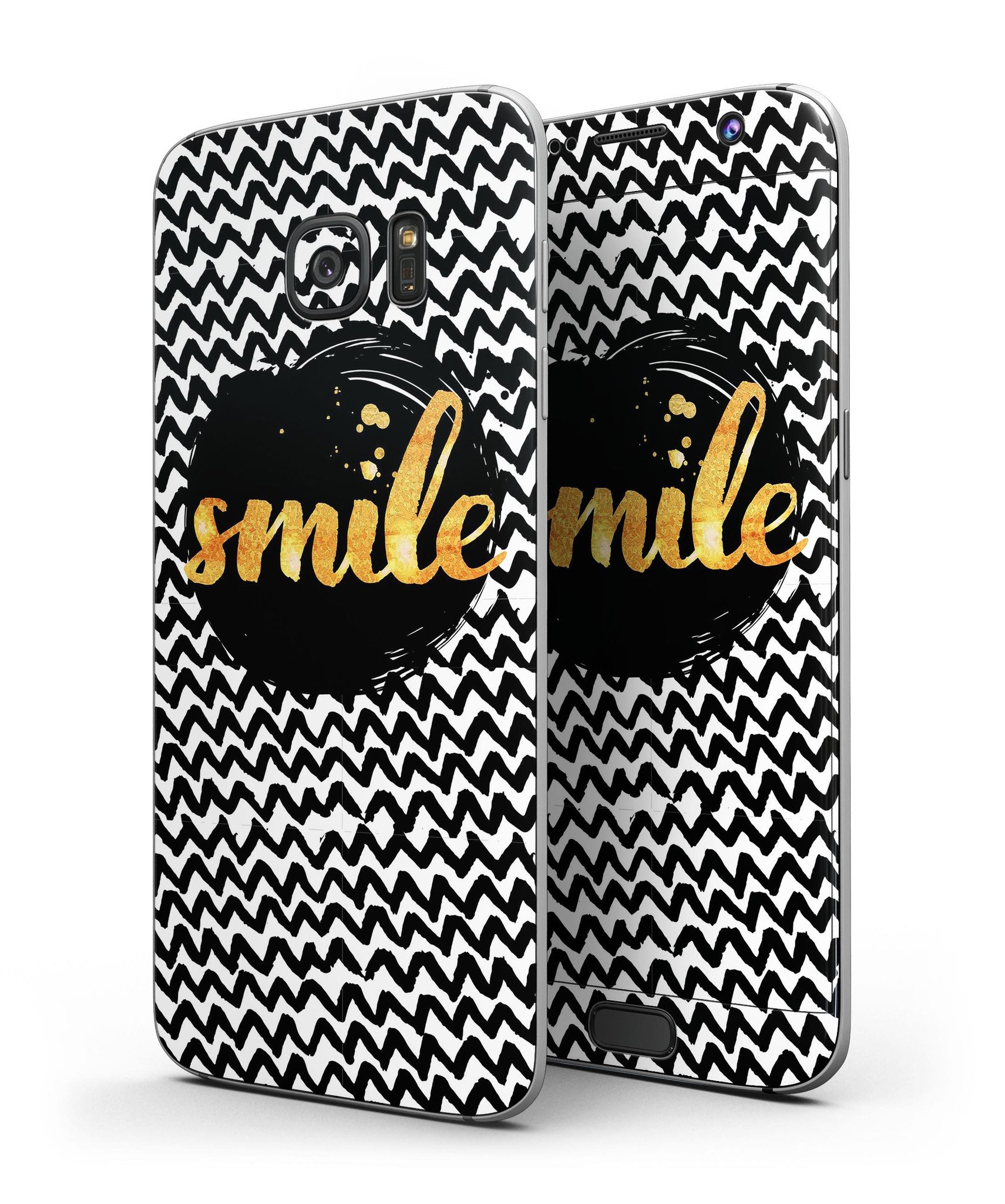 Smile Sketch on Foil skin kit for Samsung Galaxy S7, showcasing vibrant design and premium vinyl material.