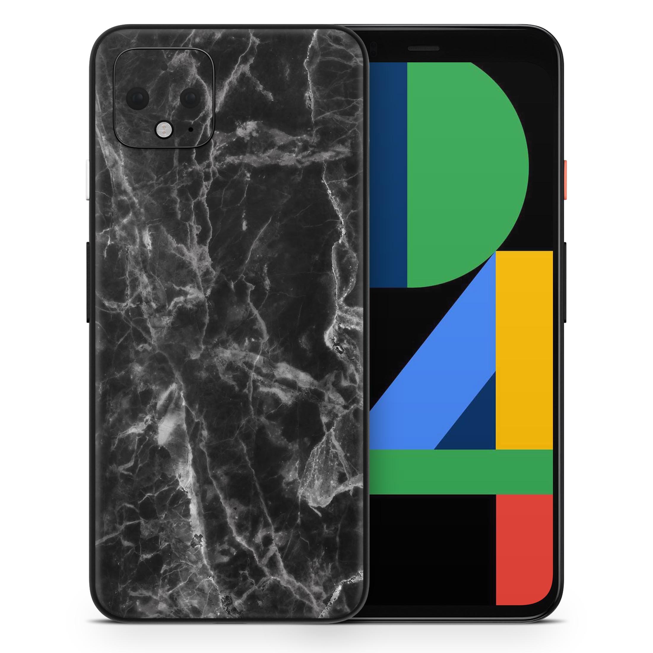 Smooth Black Marble Full Body Skin Decal Wrap Kit for Google Pixel, showcasing a sleek design and premium finish.