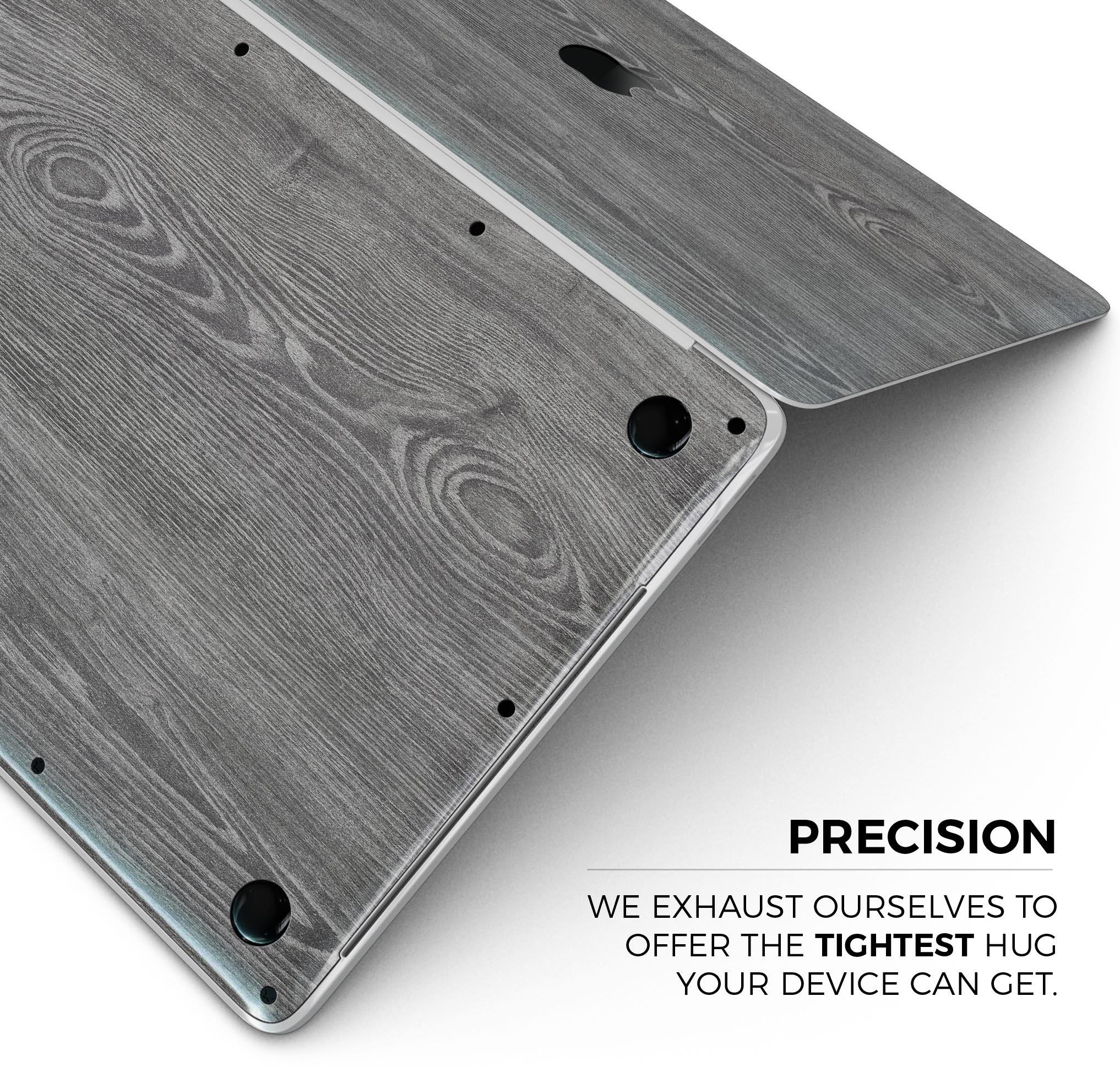 Smooth Gray Wood V2 skin decal wrap kit for Apple MacBook, showcasing a stylish wood texture design.