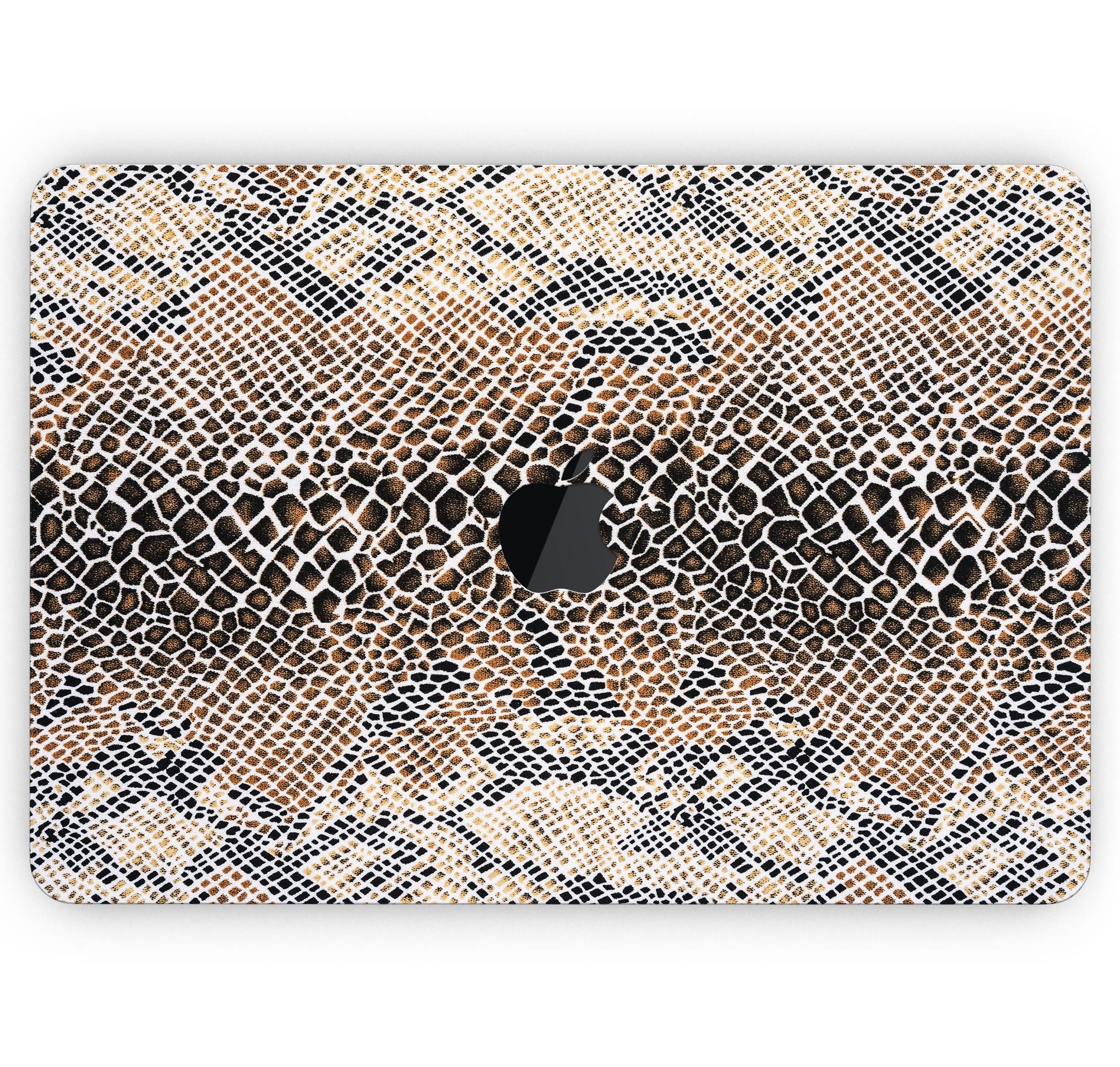 Snake Skin Pattern V2 skin decal wrap kit for MacBook, showcasing a stylish snake skin design with a glossy finish.