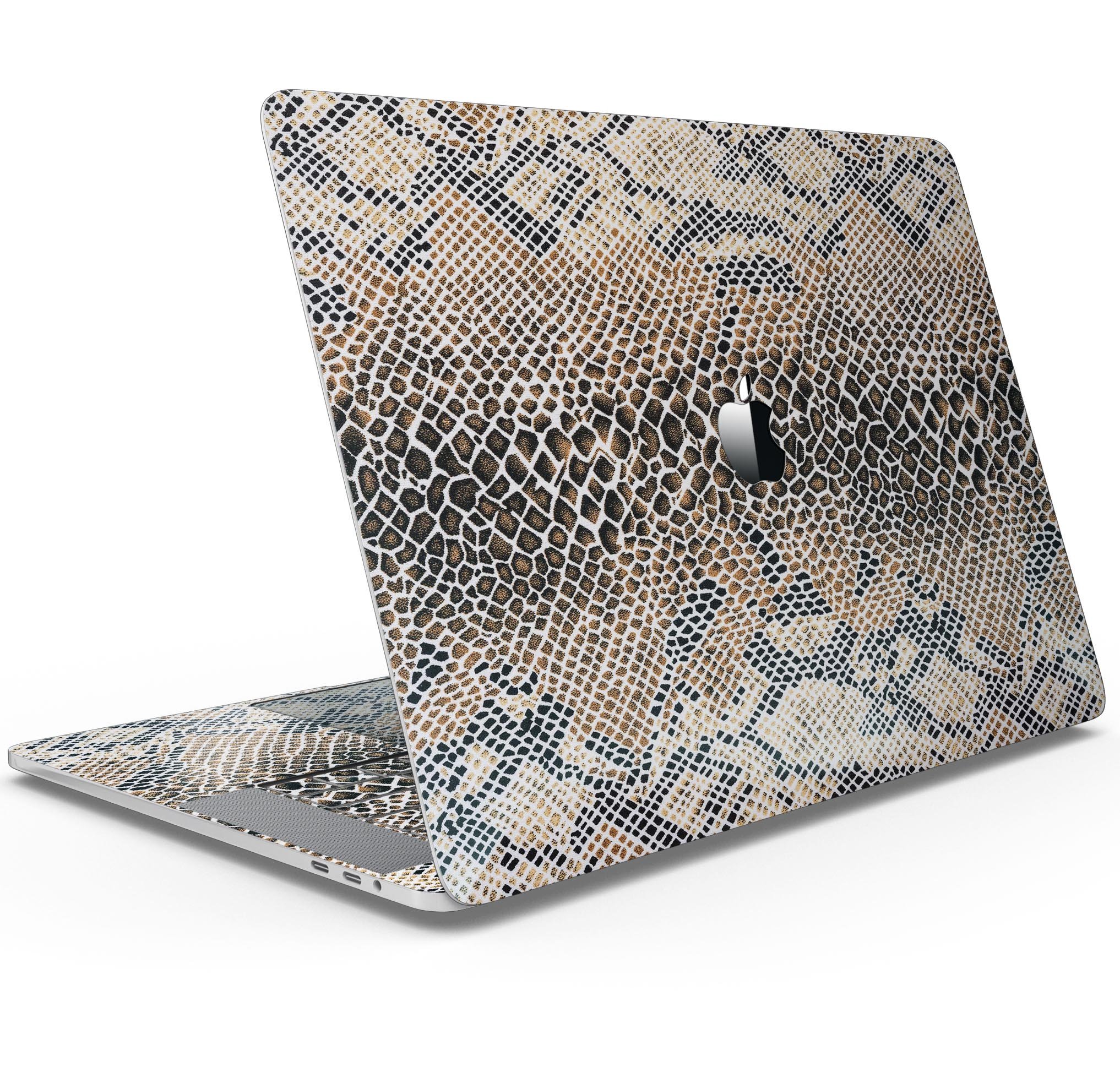 Snake Skin Pattern V2 skin decal wrap kit for MacBook, showcasing a stylish snake skin design with a glossy finish.