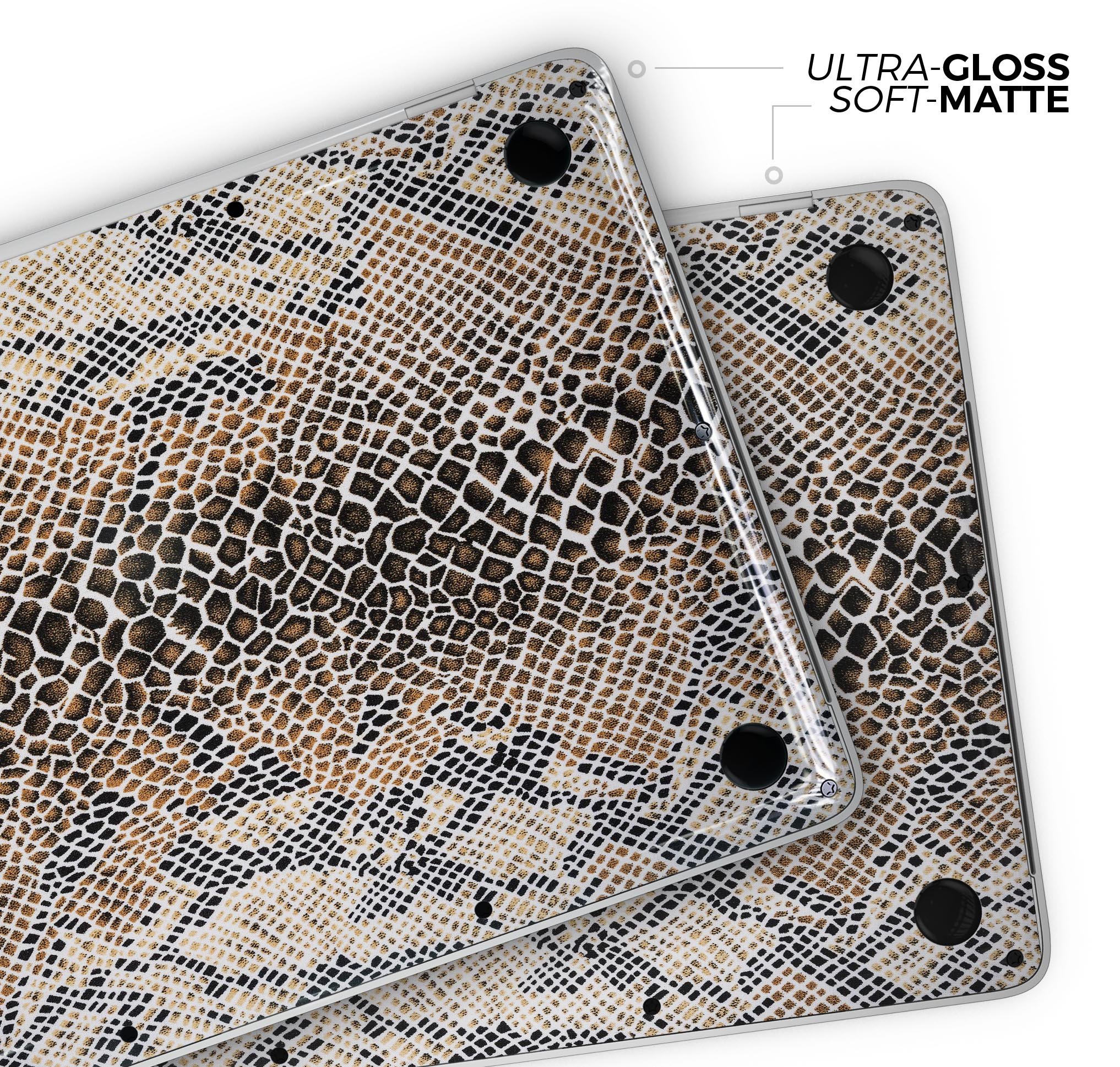 Snake Skin Pattern V2 skin decal wrap kit for MacBook, showcasing a stylish snake skin design with a glossy finish.