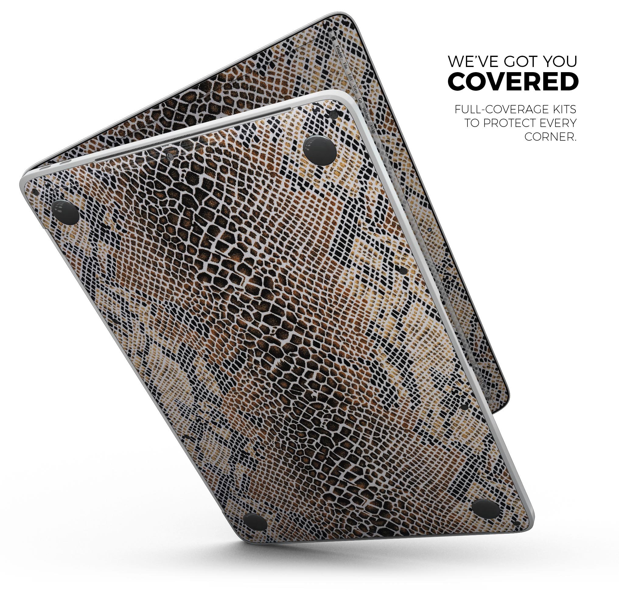 Snake Skin Pattern V2 skin decal wrap kit for MacBook, showcasing a stylish snake skin design with a glossy finish.