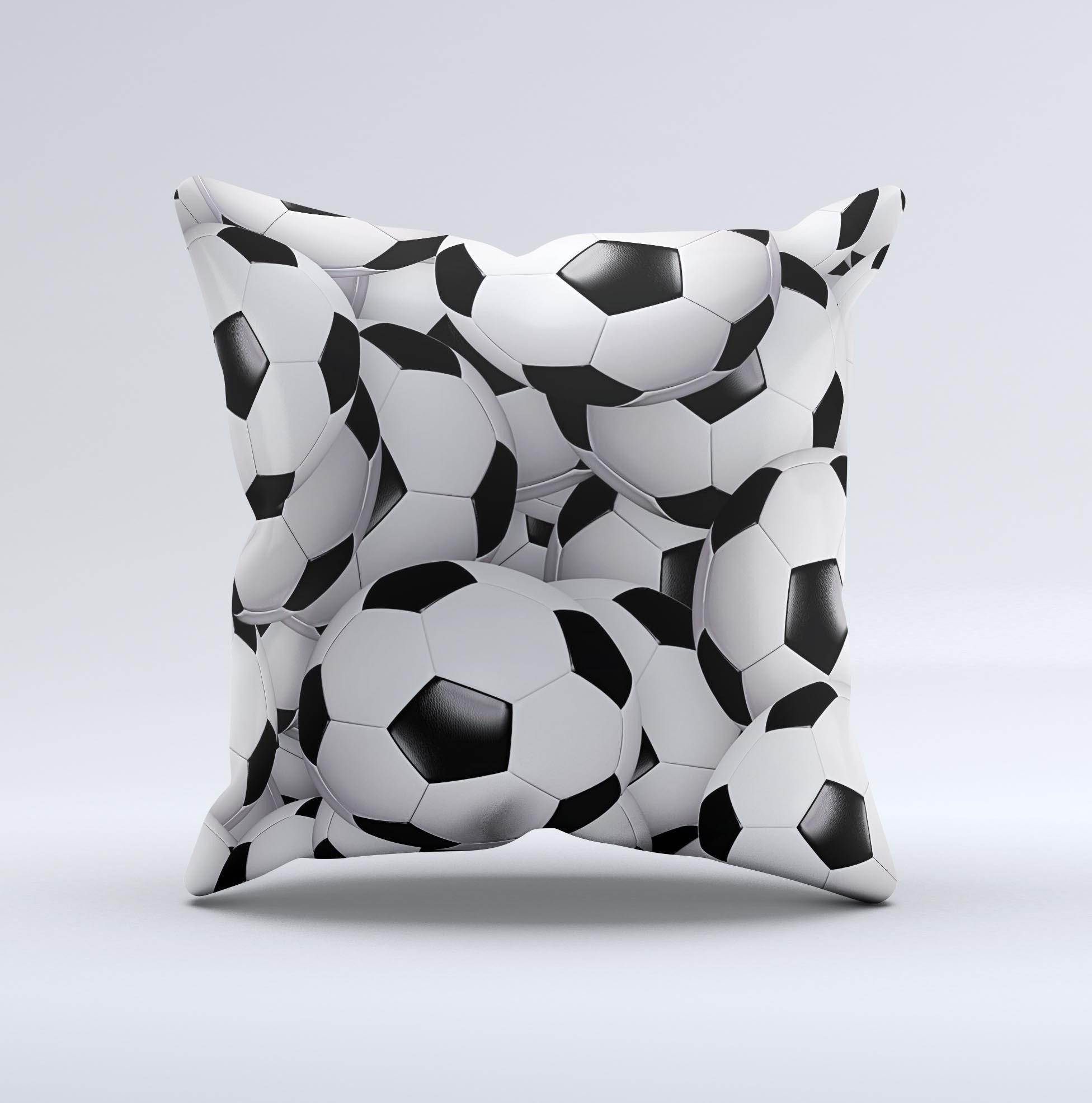 Soccer Ball Overlay Ink-Fuzed Decorative Throw Pillow featuring a unique design, crafted in Virginia with high-quality materials.