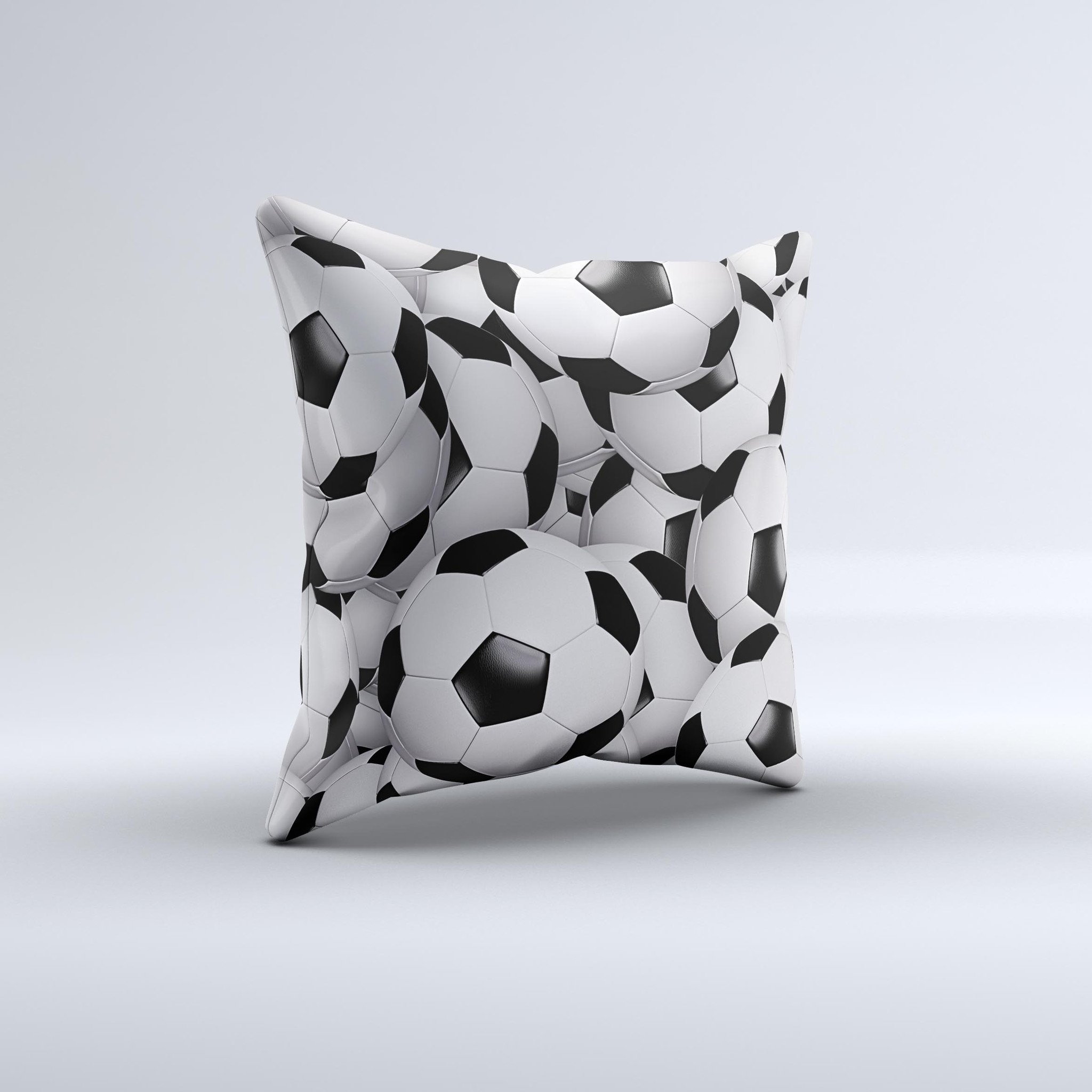 Soccer Ball Overlay Ink-Fuzed Decorative Throw Pillow featuring a unique design, crafted in Virginia with high-quality materials.