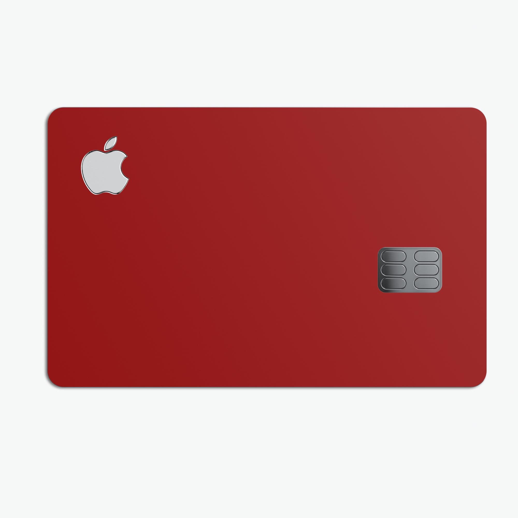 Solid Dark Red Premium Protective Decal Skin-Kit for Apple Card, showcasing its sleek design and high-quality finish.