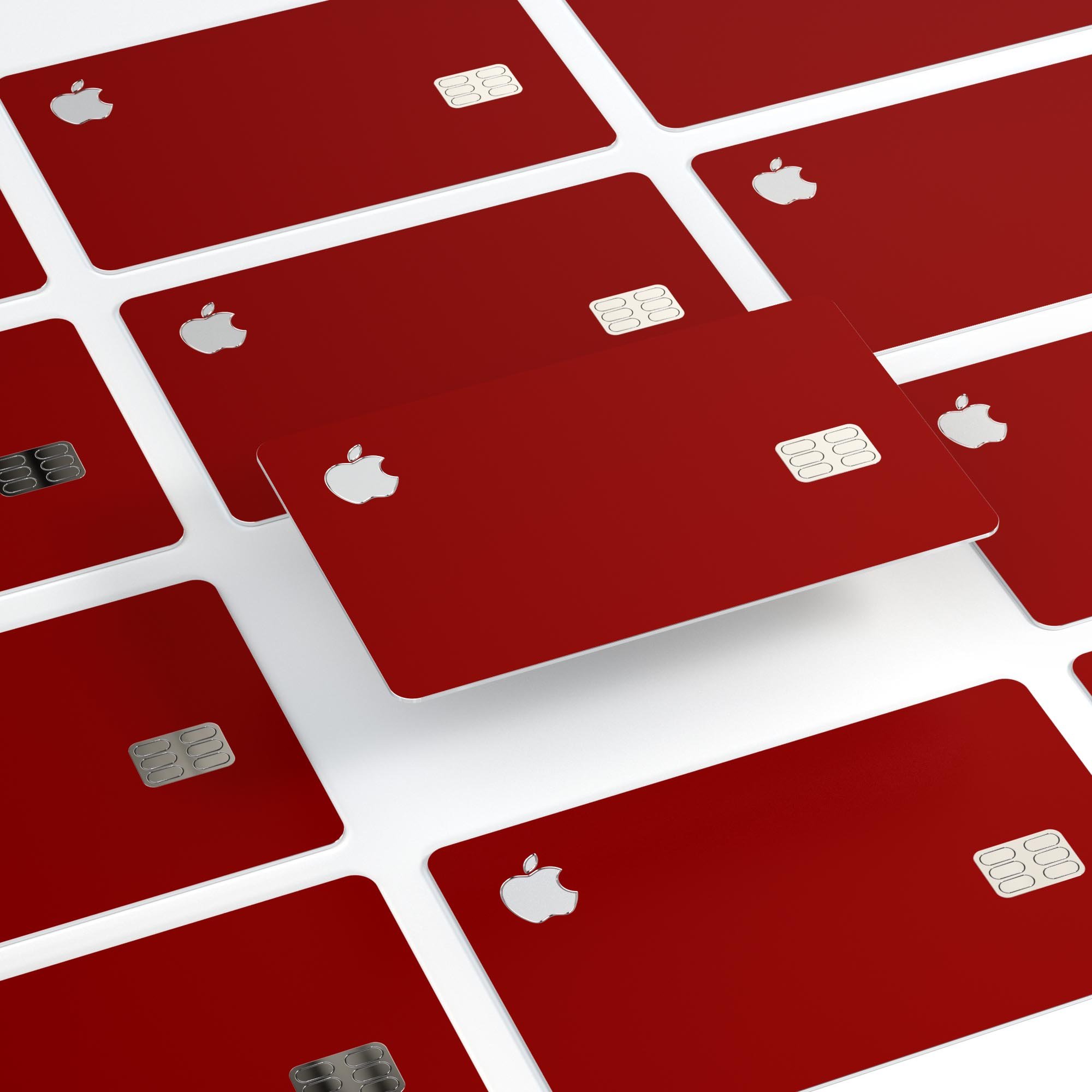 Solid Dark Red Premium Protective Decal Skin-Kit for Apple Card, showcasing its sleek design and high-quality finish.