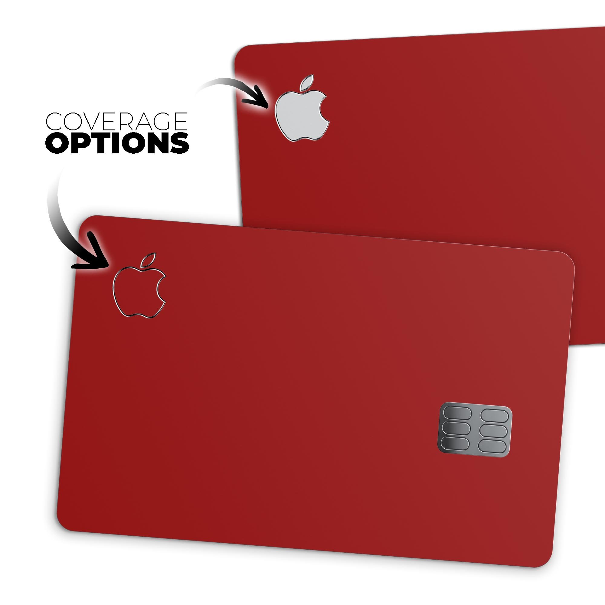 Solid Dark Red Premium Protective Decal Skin-Kit for Apple Card, showcasing its sleek design and high-quality finish.