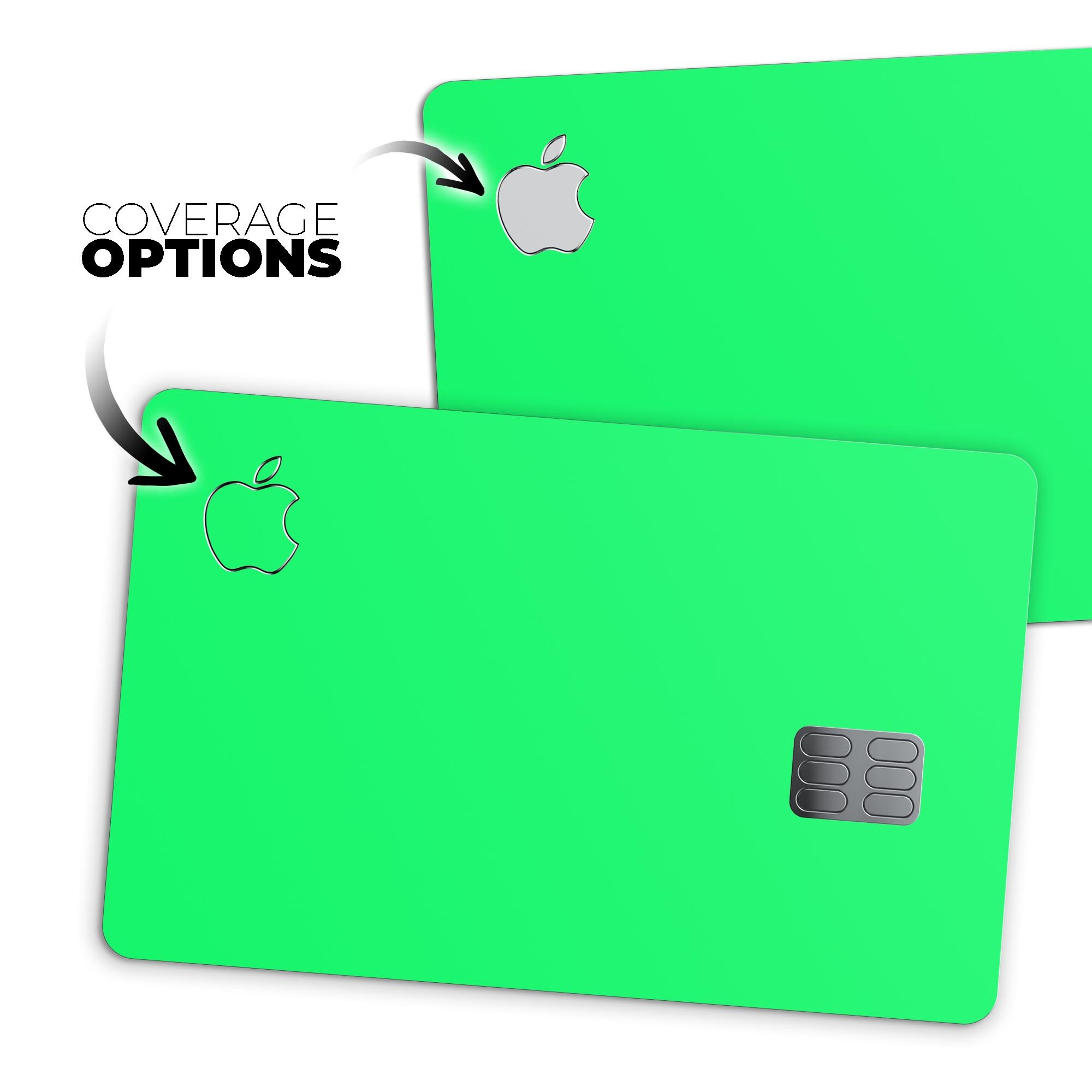 Solid Green V2 decal skin for Apple Card, showcasing premium vinyl material and sleek design.