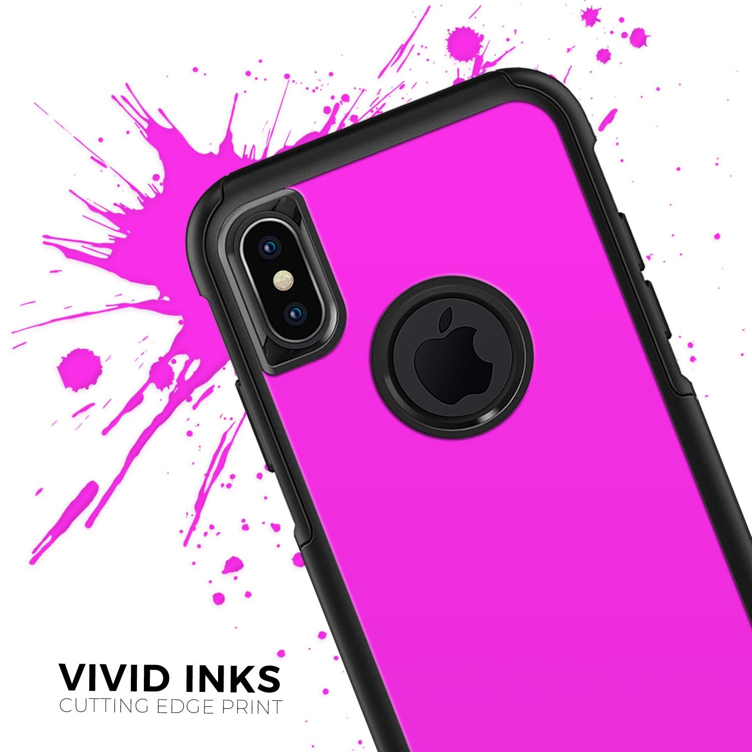 Solid Hot Pink V2 Skin Kit for iPhone OtterBox Cases, showcasing vibrant color and sleek design.