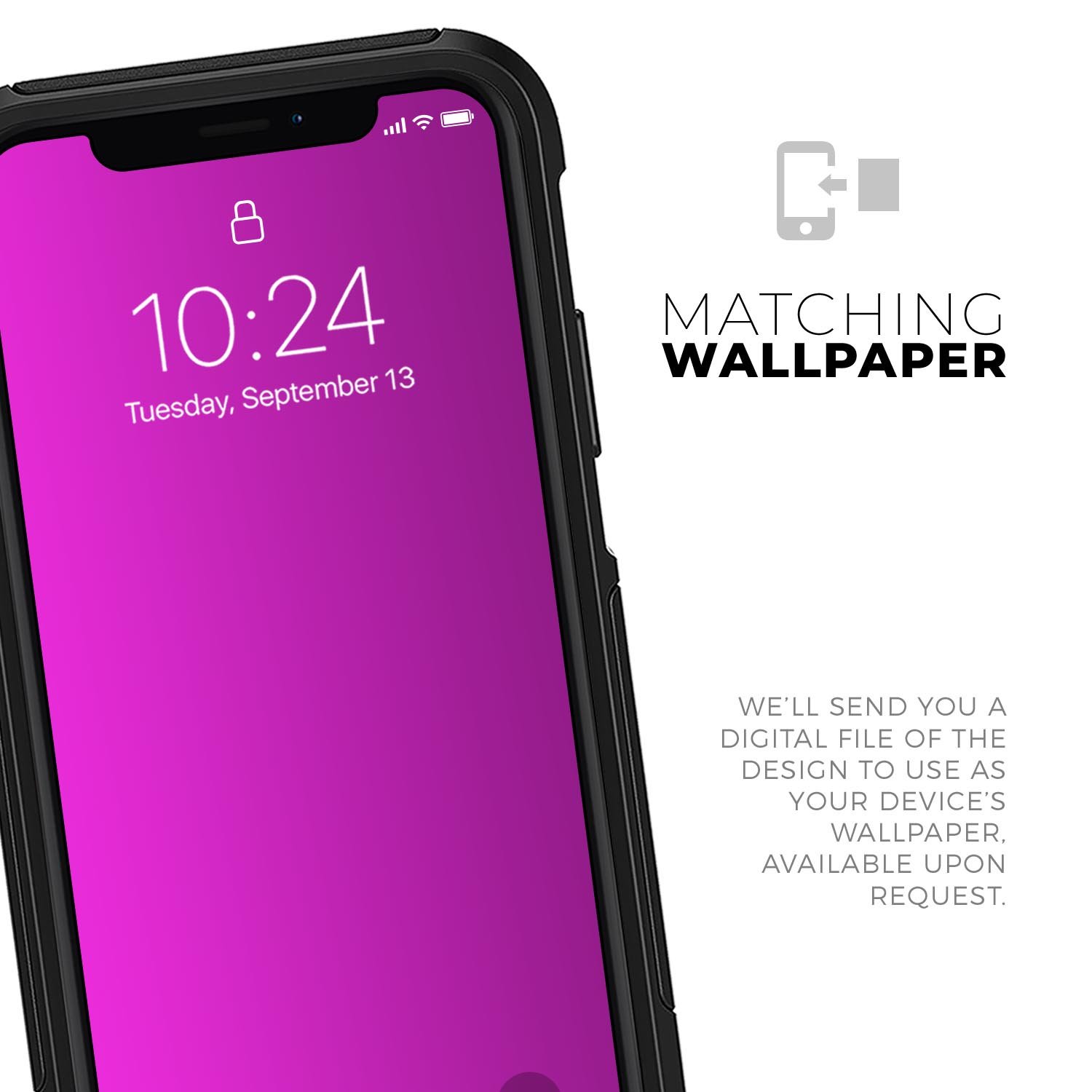 Solid Hot Pink V2 Skin Kit for iPhone OtterBox Cases, showcasing vibrant color and sleek design.