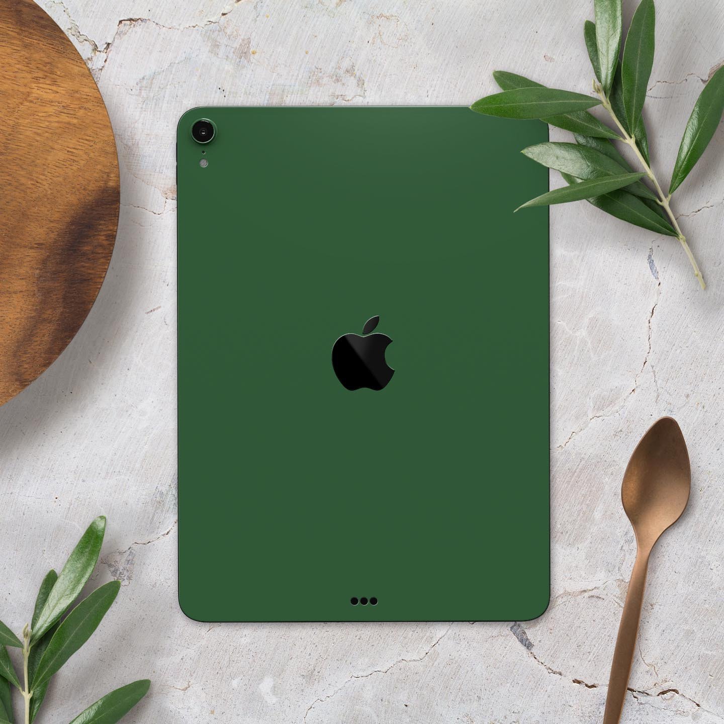 Solid Hunter Green full body skin decal for Apple iPad Pro, showcasing its sleek design and premium 3M material.