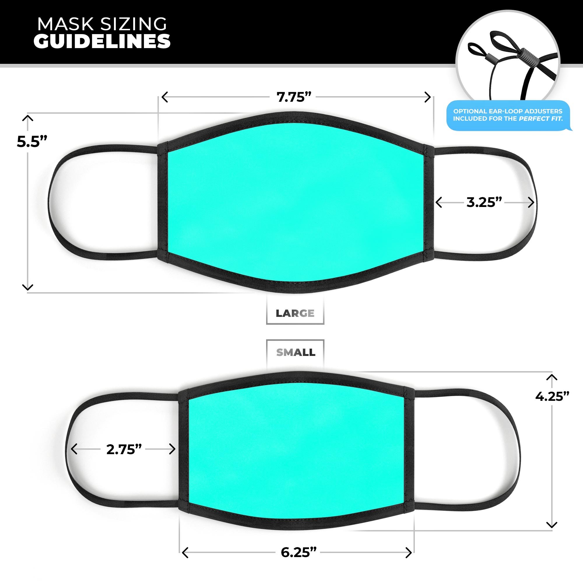 Solid Mint V2 mouth cover, a unisex anti-dust mask made from a cotton blend, featuring adjustable ear loops and a vibrant dye-sublimated design.