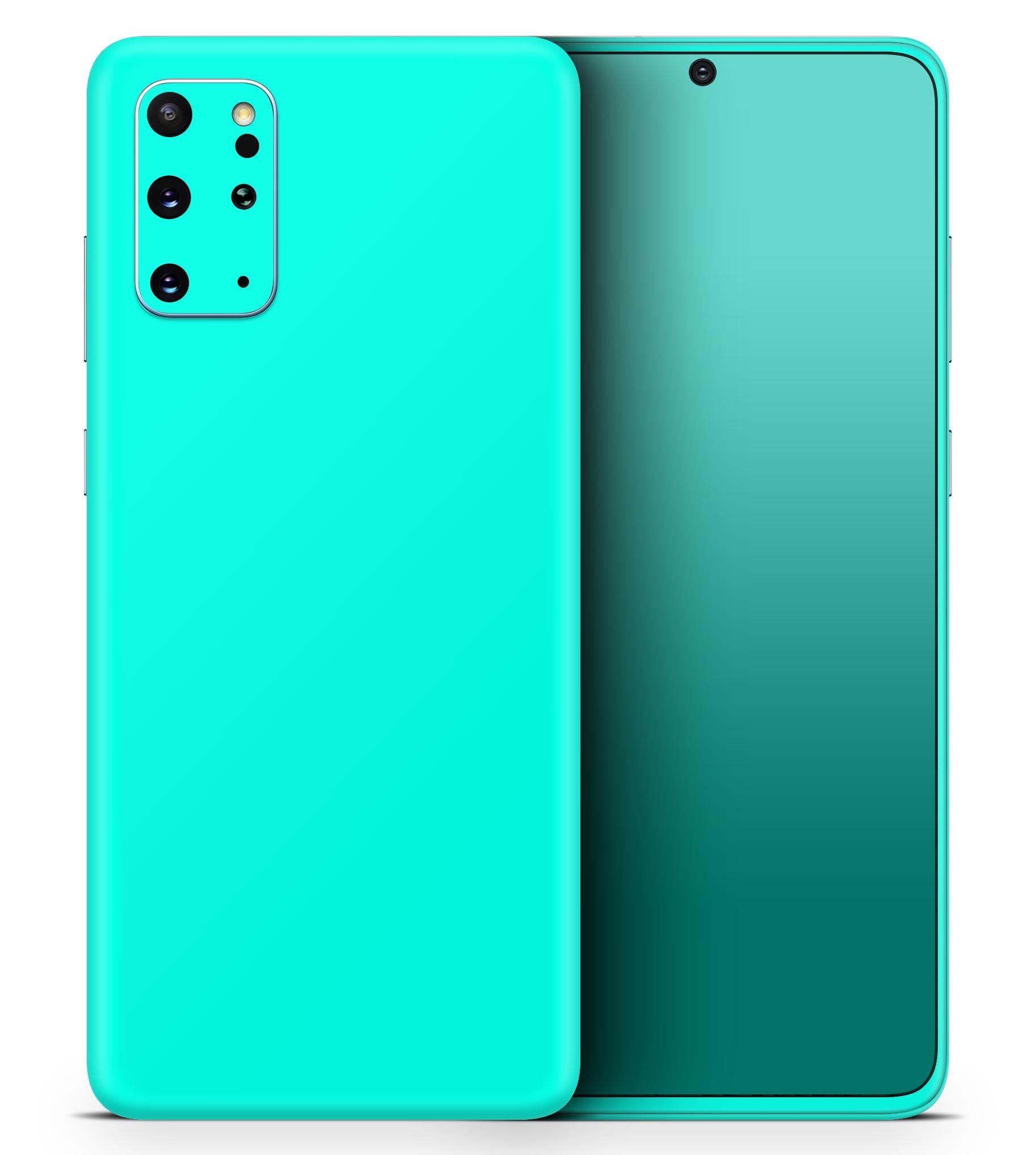 Solid Mint V2 Skin-Kit for Samsung Galaxy S20, showcasing its sleek design and premium vinyl material.