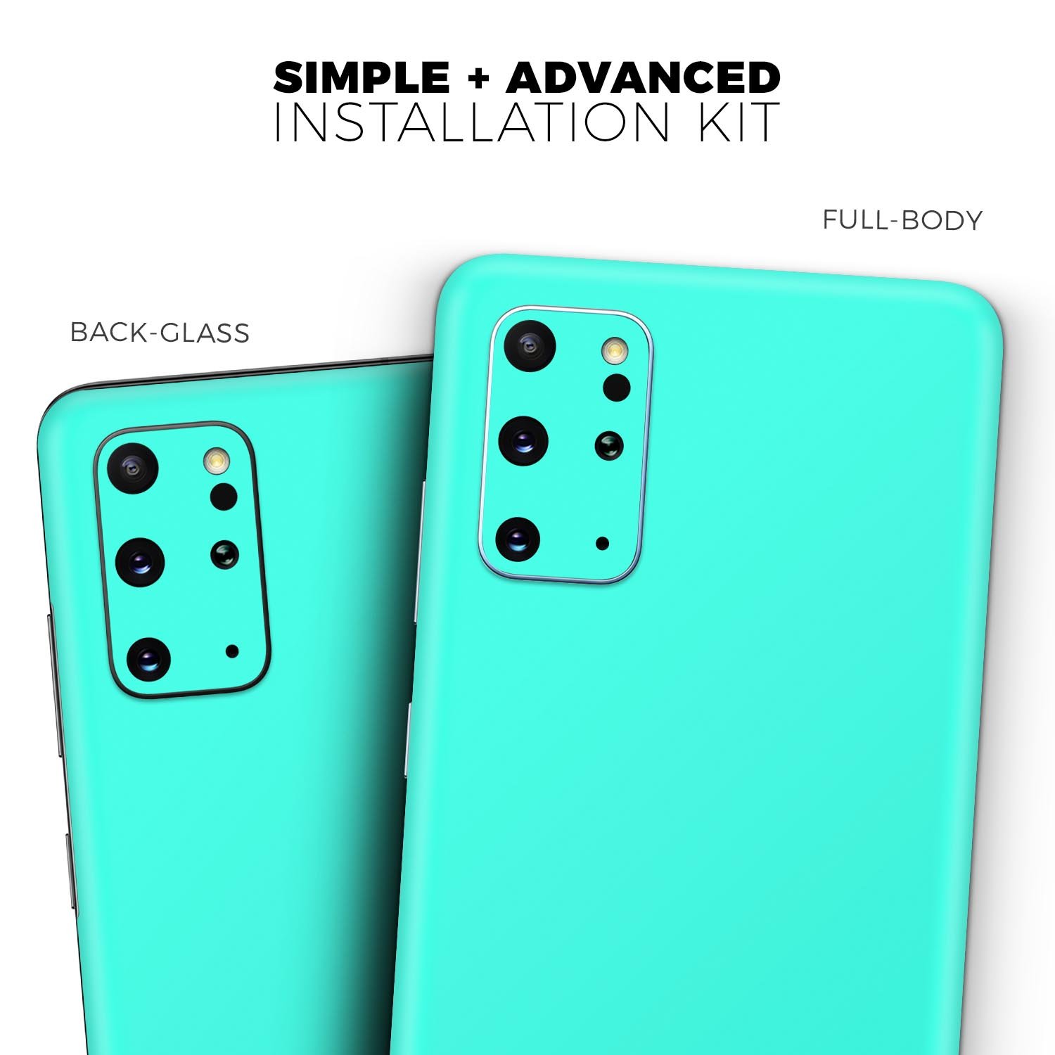 Solid Mint V2 Skin-Kit for Samsung Galaxy S20, showcasing its sleek design and premium vinyl material.