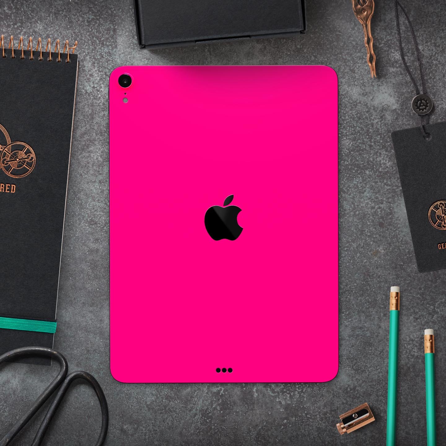 Solid Pink V2 Full Body Skin Decal for Apple iPad Pro 12.9", showcasing its vibrant color and sleek design.
