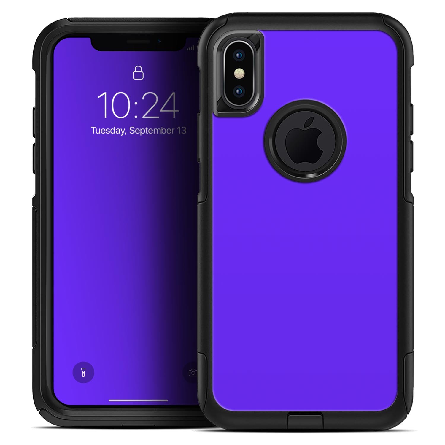 Solid Purple Skin Kit designed for iPhone OtterBox Cases, showcasing its vibrant color and premium quality materials.