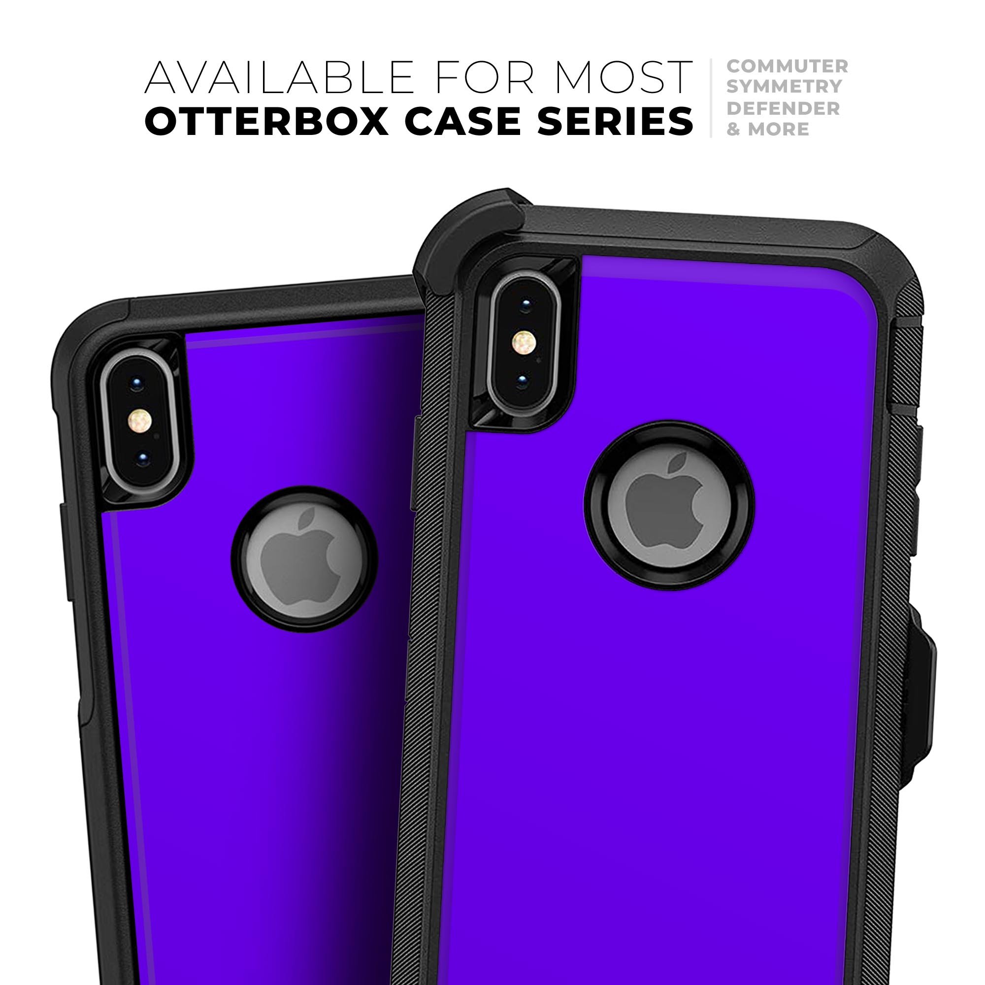 Solid Purple Skin Kit designed for iPhone OtterBox Cases, showcasing its vibrant color and premium quality materials.