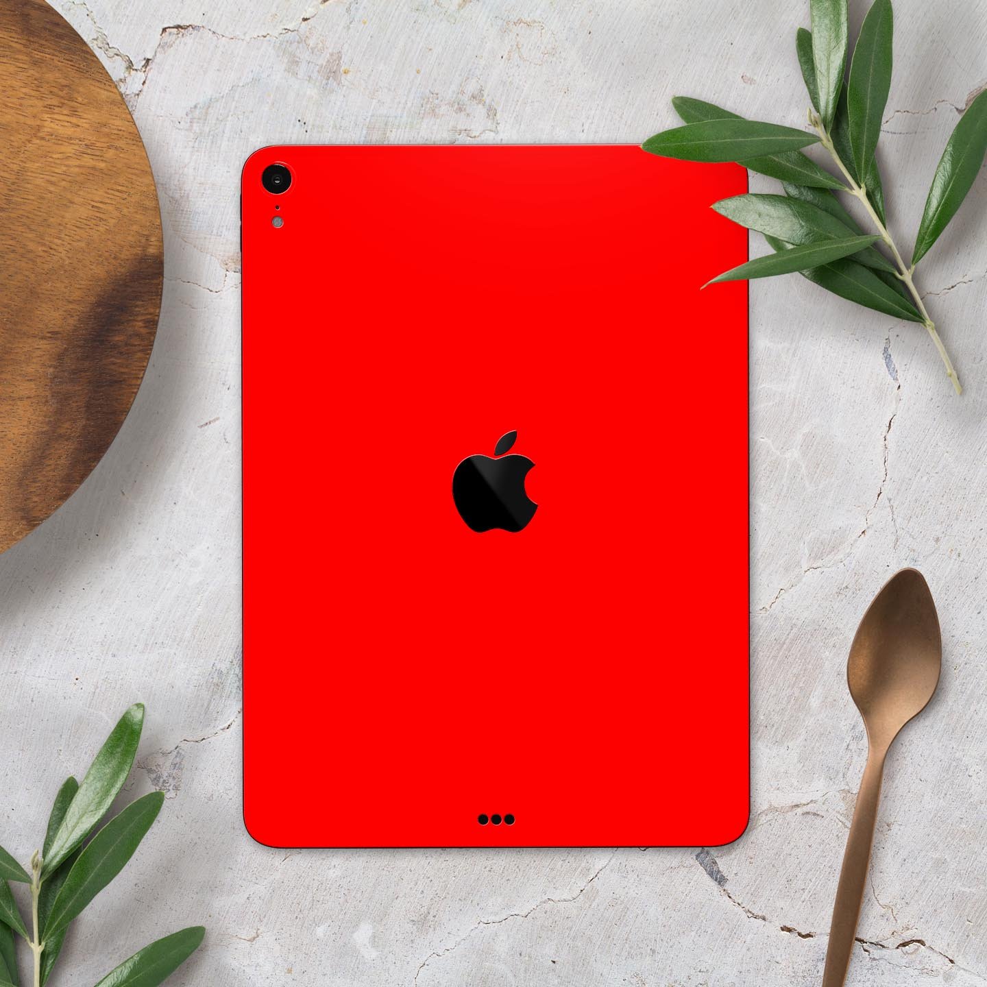 Solid Red Full Body Skin Decal for Apple iPad Pro 12.9" and 11", showcasing vibrant color and premium 3M material.