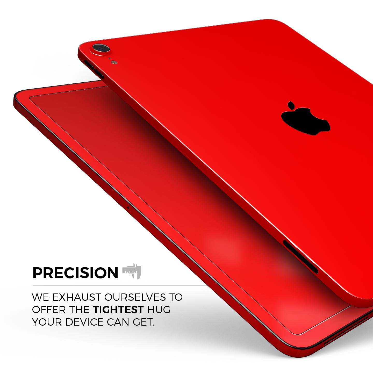 Solid Red Full Body Skin Decal for Apple iPad Pro 12.9" and 11", showcasing vibrant color and premium 3M material.