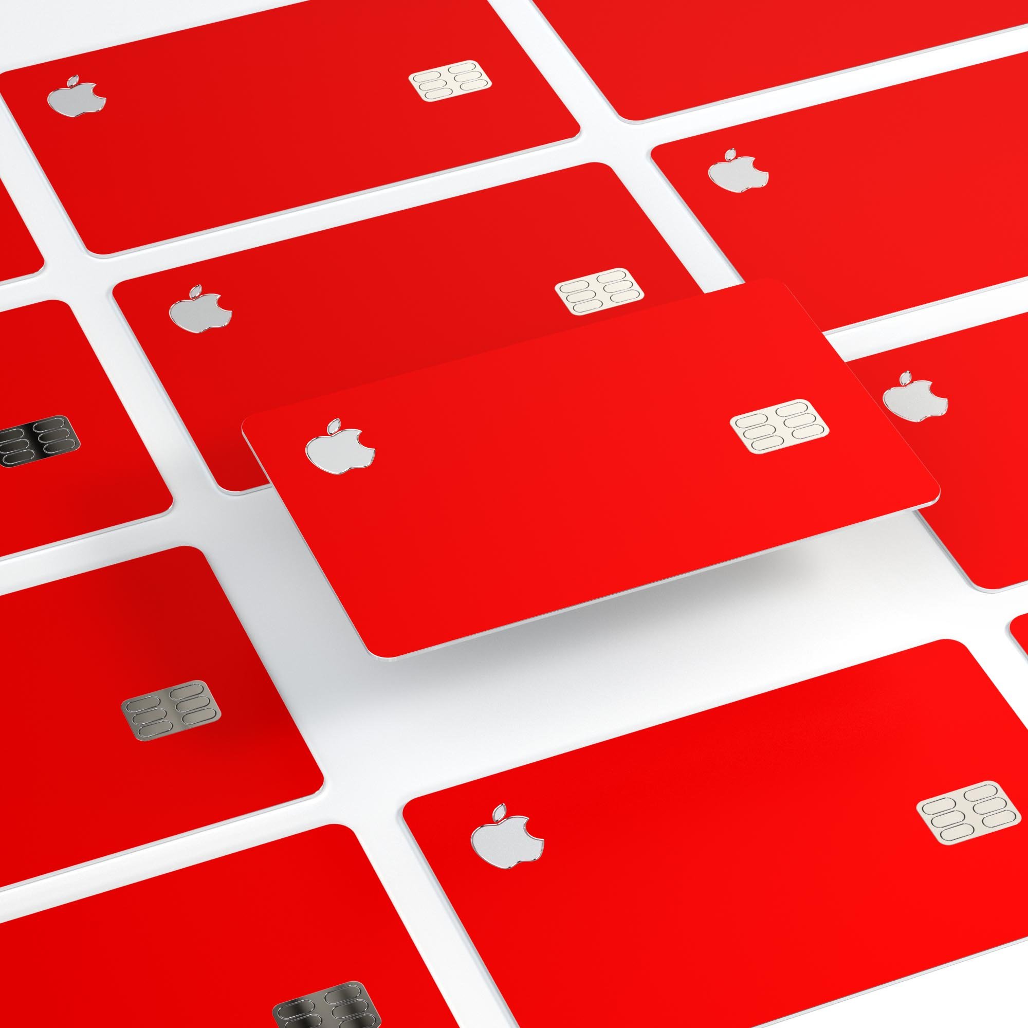 Solid Red Premium Protective Decal Skin-Kit for Apple Card, showcasing its vibrant color and sleek design.