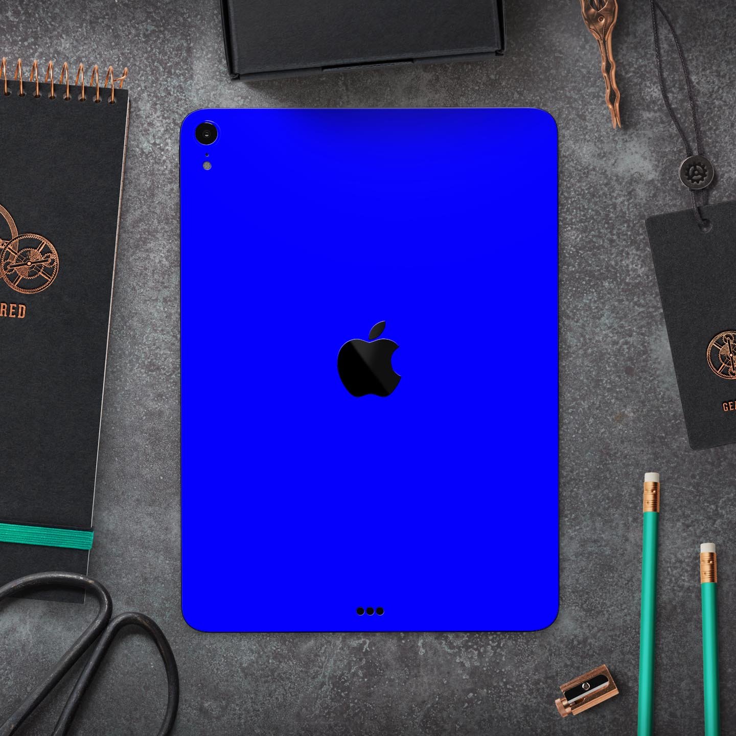Solid Royal Blue full body skin decal for Apple iPad Pro 12.9", showcasing premium 3M materials and sleek design.