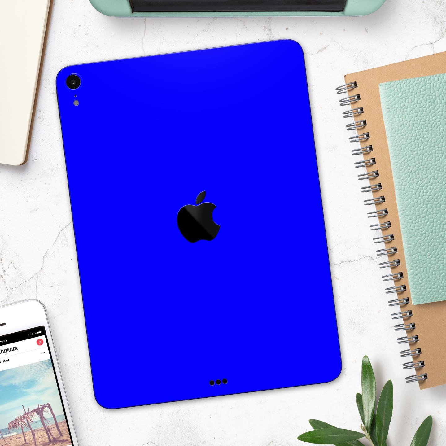 Solid Royal Blue full body skin decal for Apple iPad Pro 12.9", showcasing premium 3M materials and sleek design.