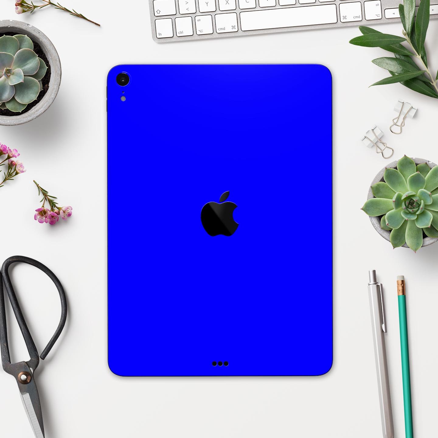 Solid Royal Blue full body skin decal for Apple iPad Pro 12.9", showcasing premium 3M materials and sleek design.