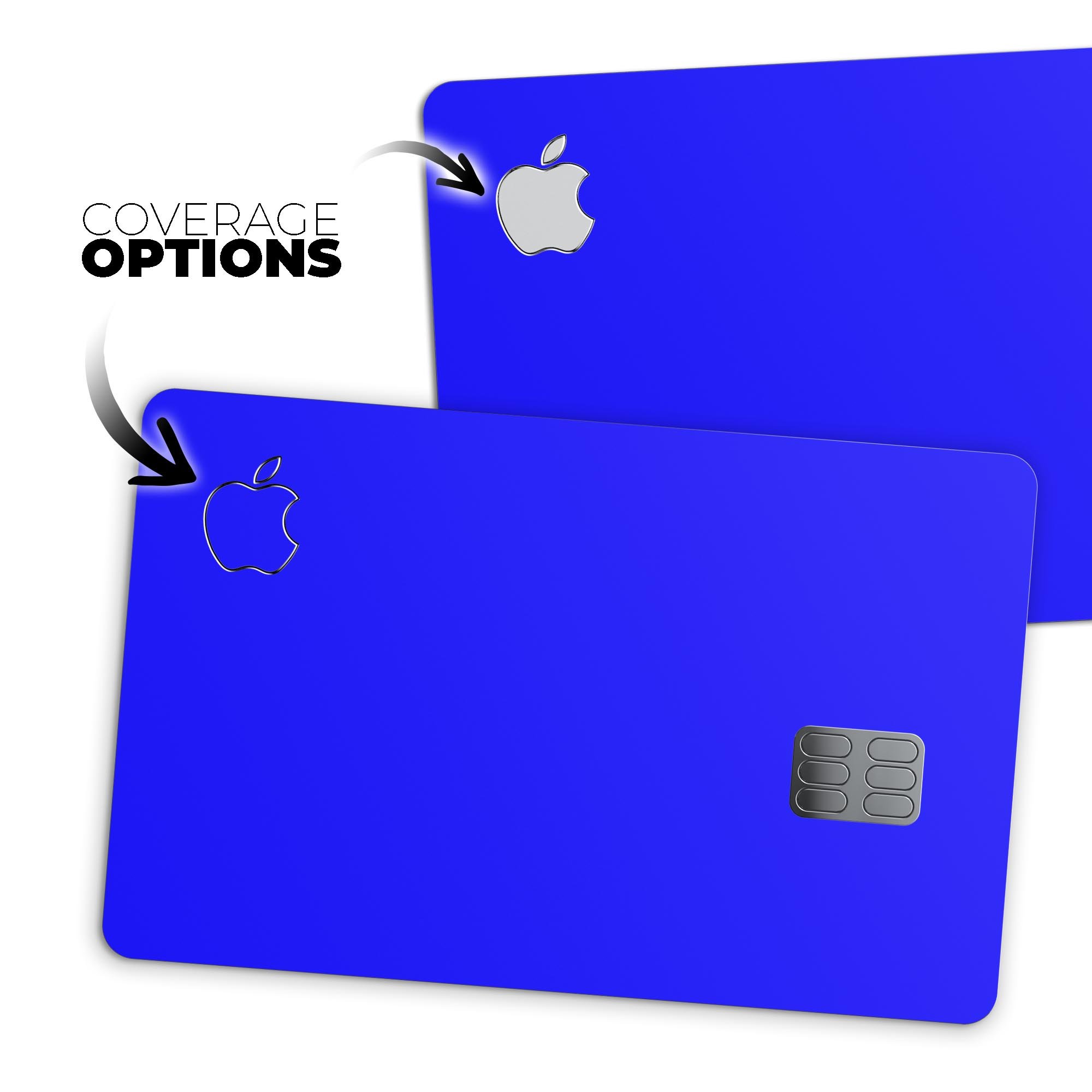 Solid Royal Blue Premium Protective Decal Skin-Kit for Apple Card, showcasing its vibrant color and sleek design.