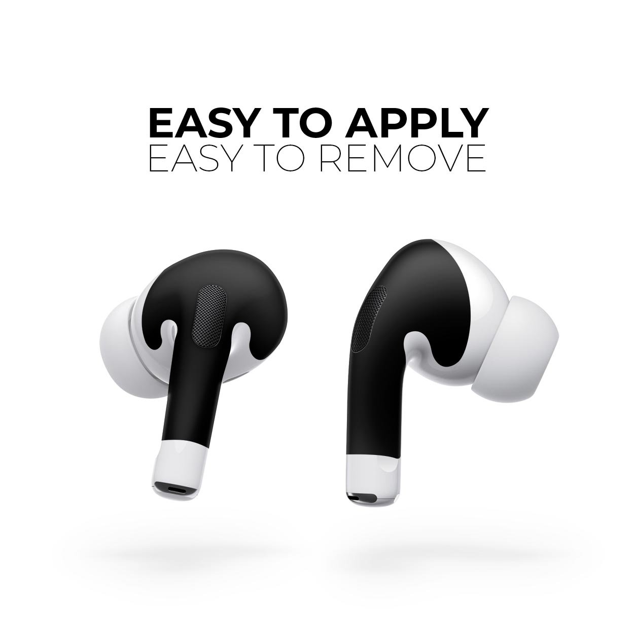 Solid State Black Full Body Skin Decal Wrap Kit for Apple AirPods Pro, showcasing a sleek matte finish and precise fit.