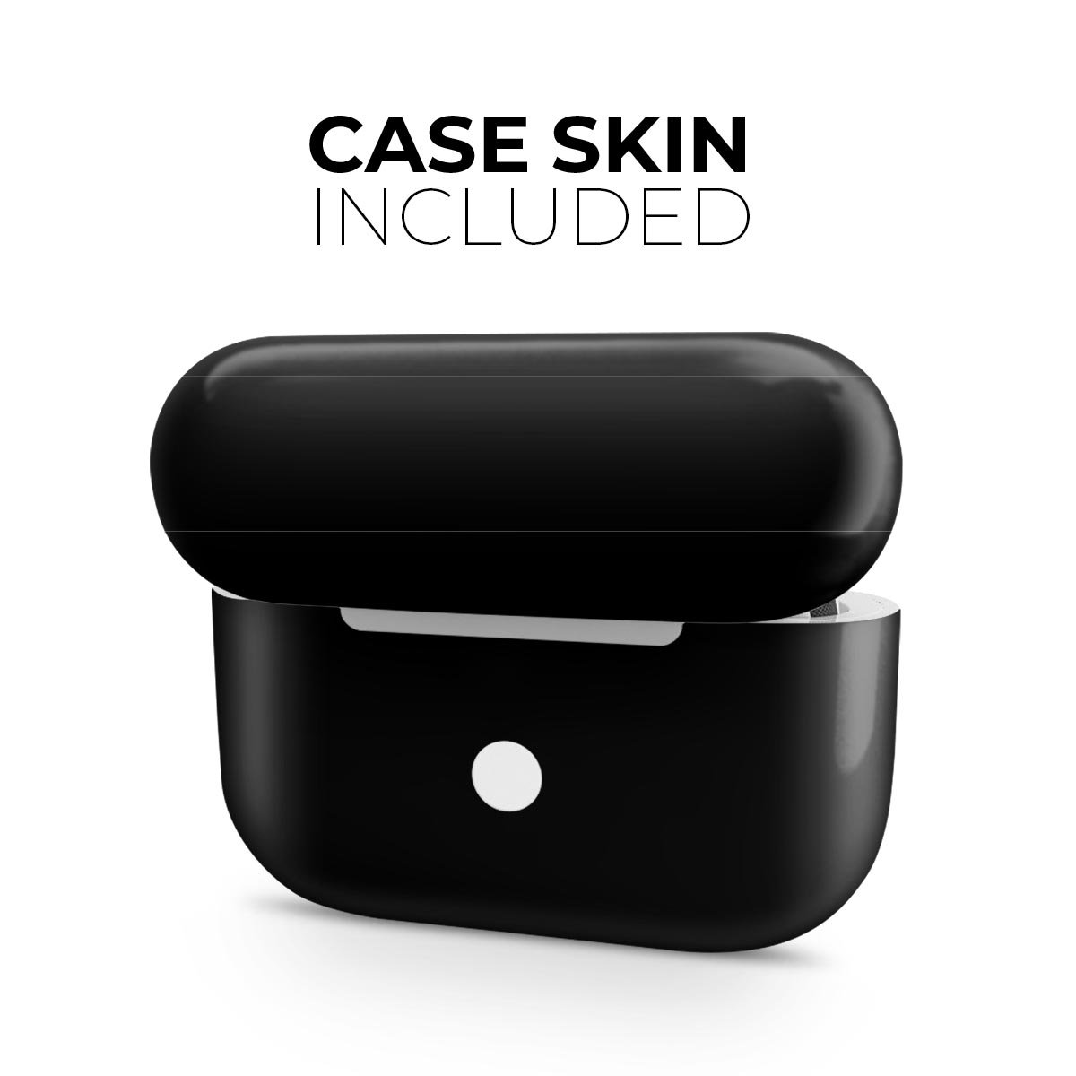 Solid State Black Full Body Skin Decal Wrap Kit for Apple AirPods Pro, showcasing a sleek matte finish and precise fit.