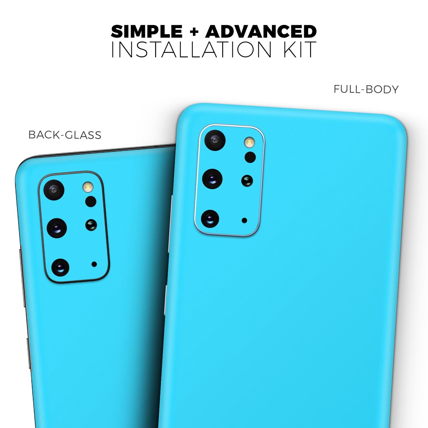 Solid Turquoise Blue Skin-Kit for Samsung Galaxy S20, showcasing its vibrant color and sleek design.