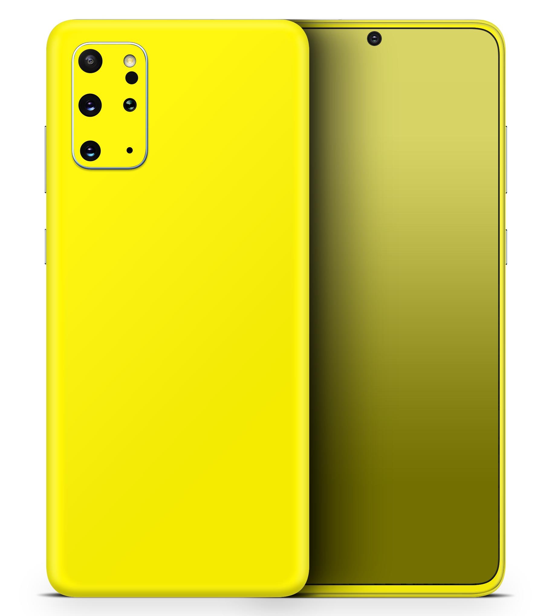 Solid Yellow Skin-Kit for Samsung Galaxy S20, showcasing a sleek design and premium vinyl material.