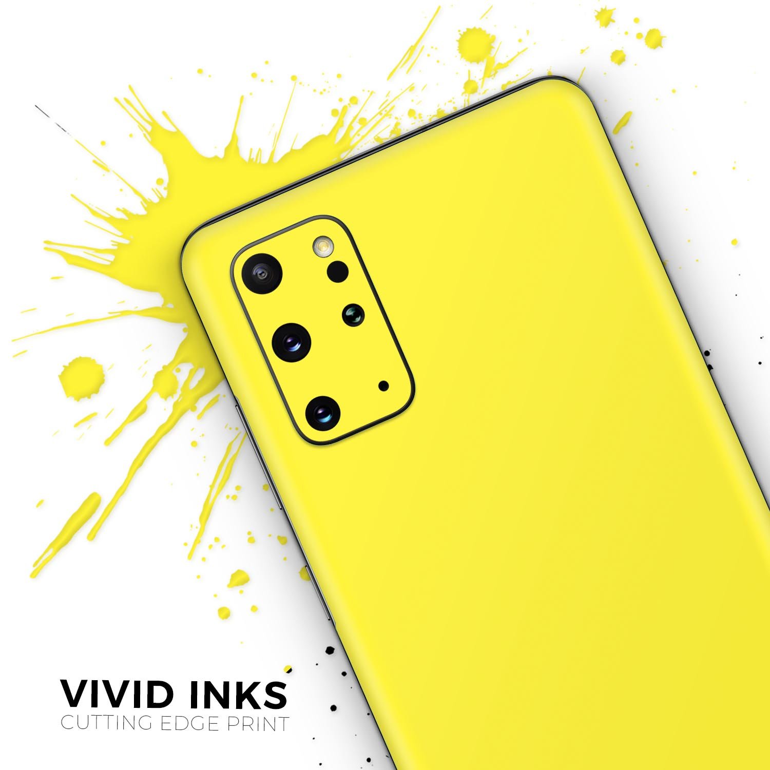 Solid Yellow Skin-Kit for Samsung Galaxy S20, showcasing a sleek design and premium vinyl material.