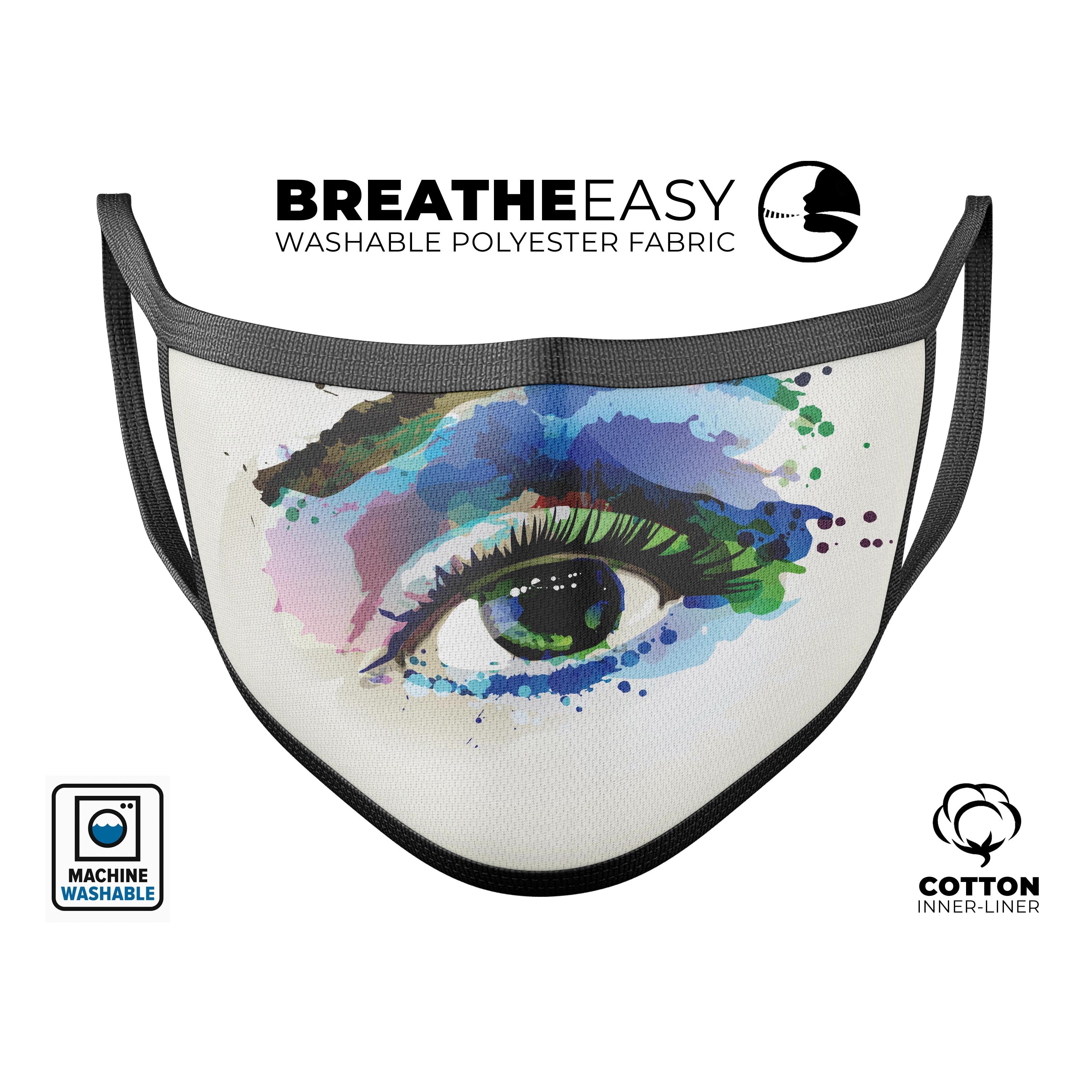 Soul Stare Eye Mouth Cover, a unisex anti-dust cotton blend face mask featuring adjustable ear-loops and vibrant dye-sublimated designs.