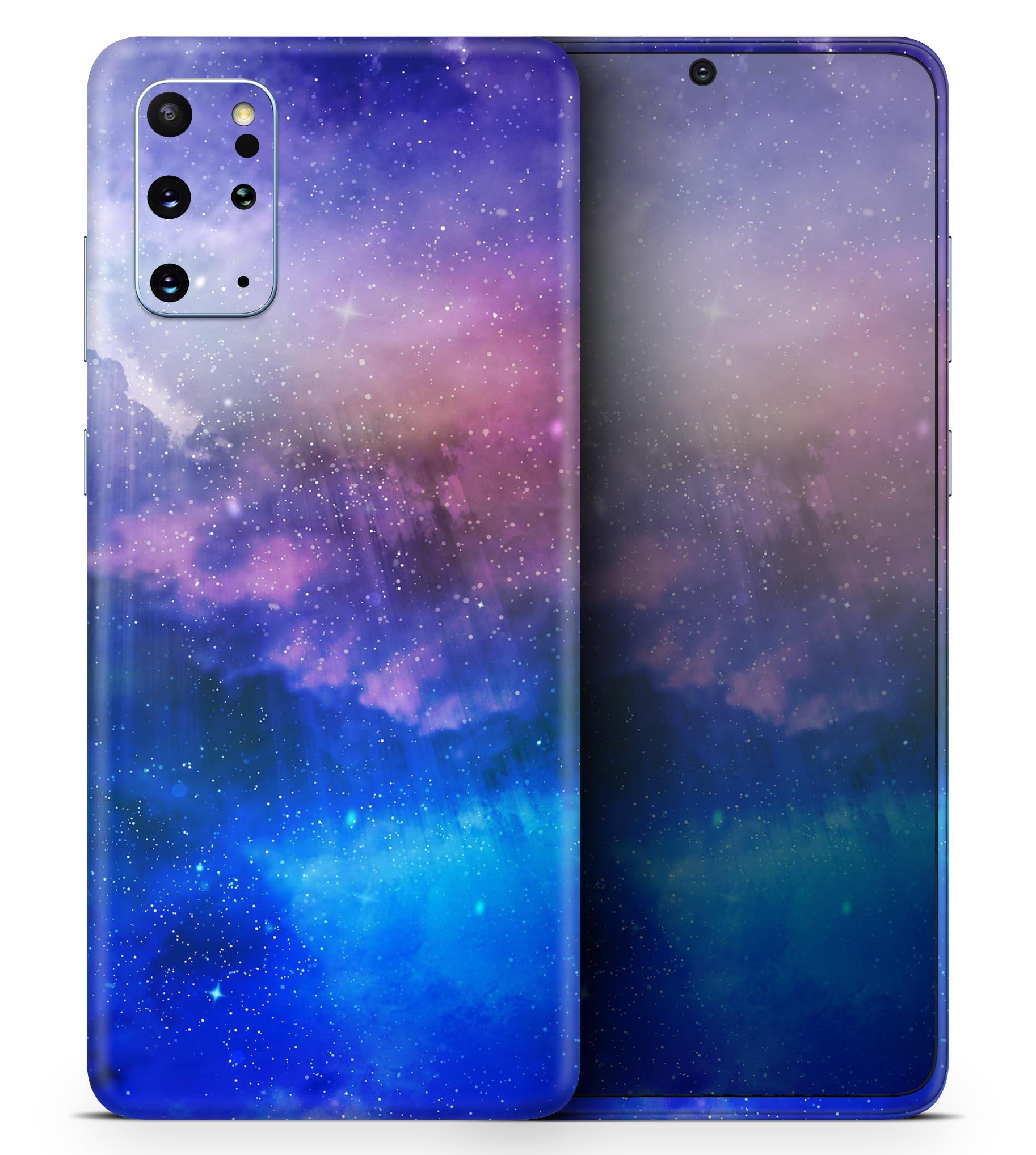 Samsung Galaxy S20 with Space Light Rays Skin-Kit showcasing vibrant design and premium finish.