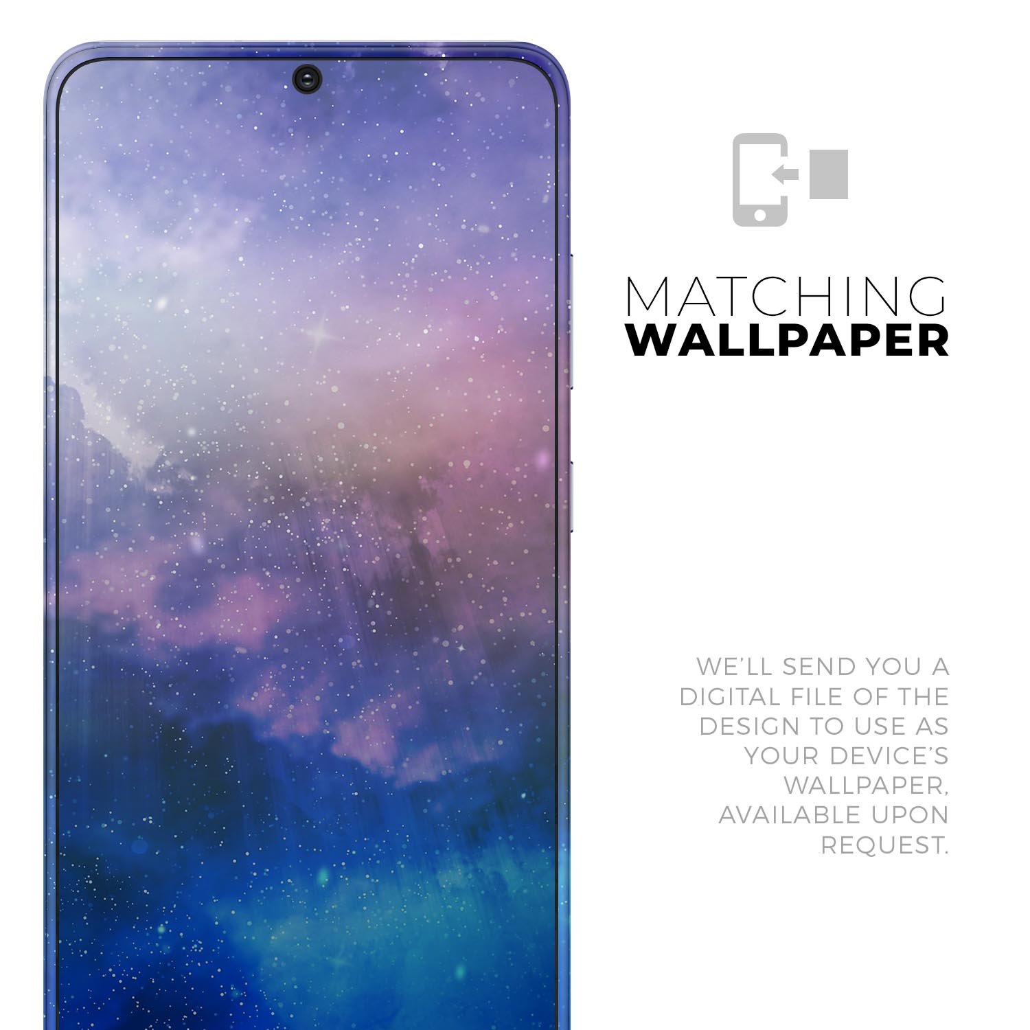 Samsung Galaxy S20 with Space Light Rays Skin-Kit showcasing vibrant design and premium finish.