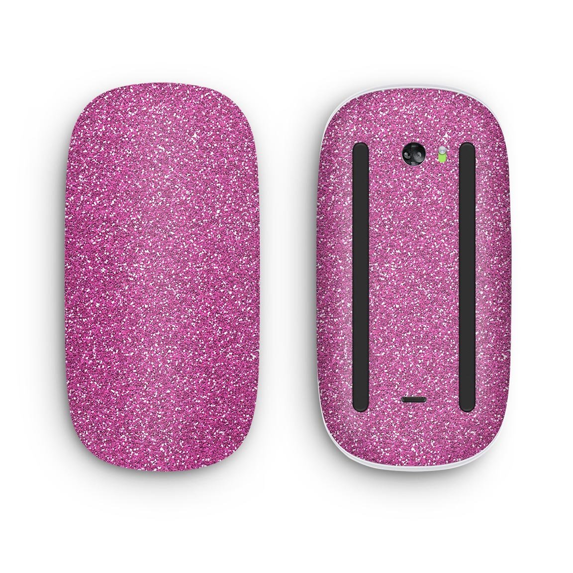 Sparkling Pink Ultra Metallic Glitter skin decal wrap kit for Apple Magic Mouse, showcasing its vibrant color and sleek design.