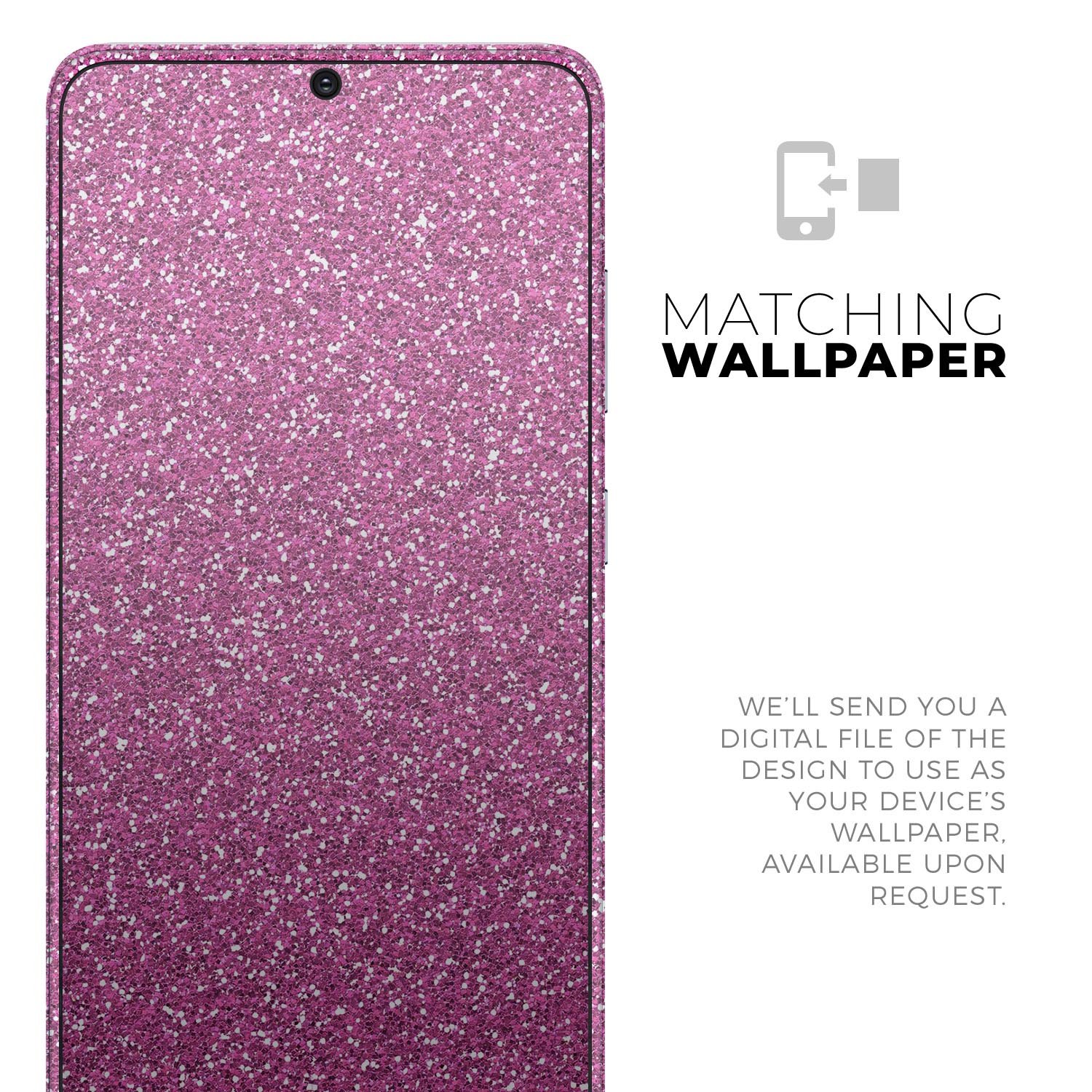 Sparkling Pink Ultra Metallic Glitter skin decal wrap kit for Samsung Galaxy phone, showcasing a vibrant metallic finish and precise fit.