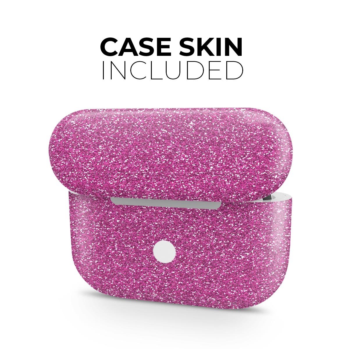 Sparkling Pink Ultra Metallic Glitter skin decal wrap for Apple AirPods Pro, showcasing a vibrant metallic finish and precise fit.