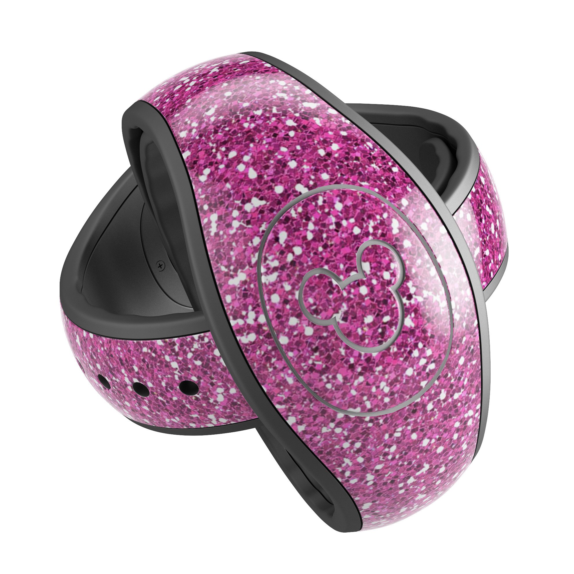 Sparkling Pink Ultra Metallic Glitter skin decal wrap kit for Disney Magic Band, showcasing vibrant glitter finish and precise fit.