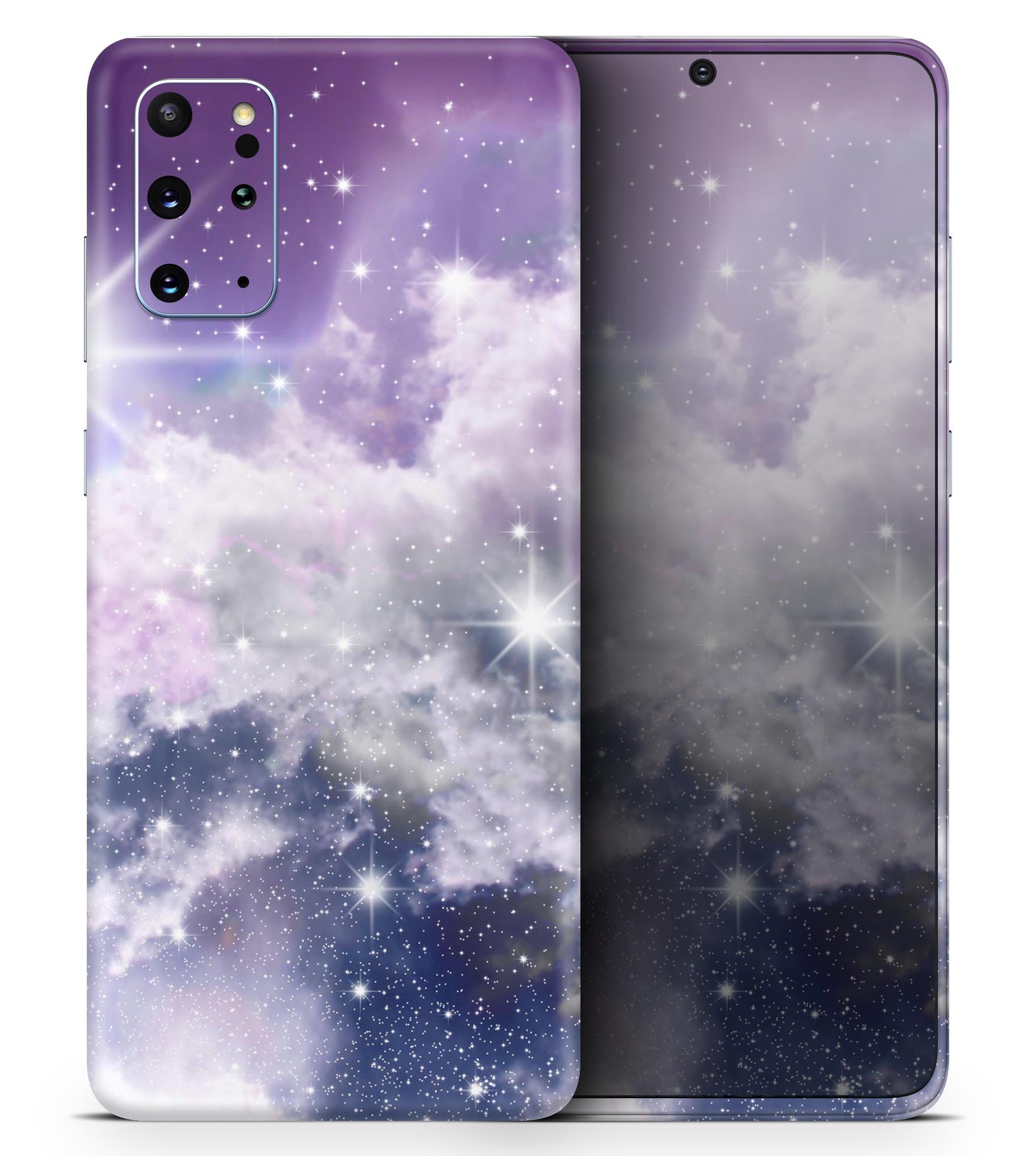 Sparkly Space Skin-Kit for Samsung Galaxy S20, showcasing a vibrant design and premium vinyl material.