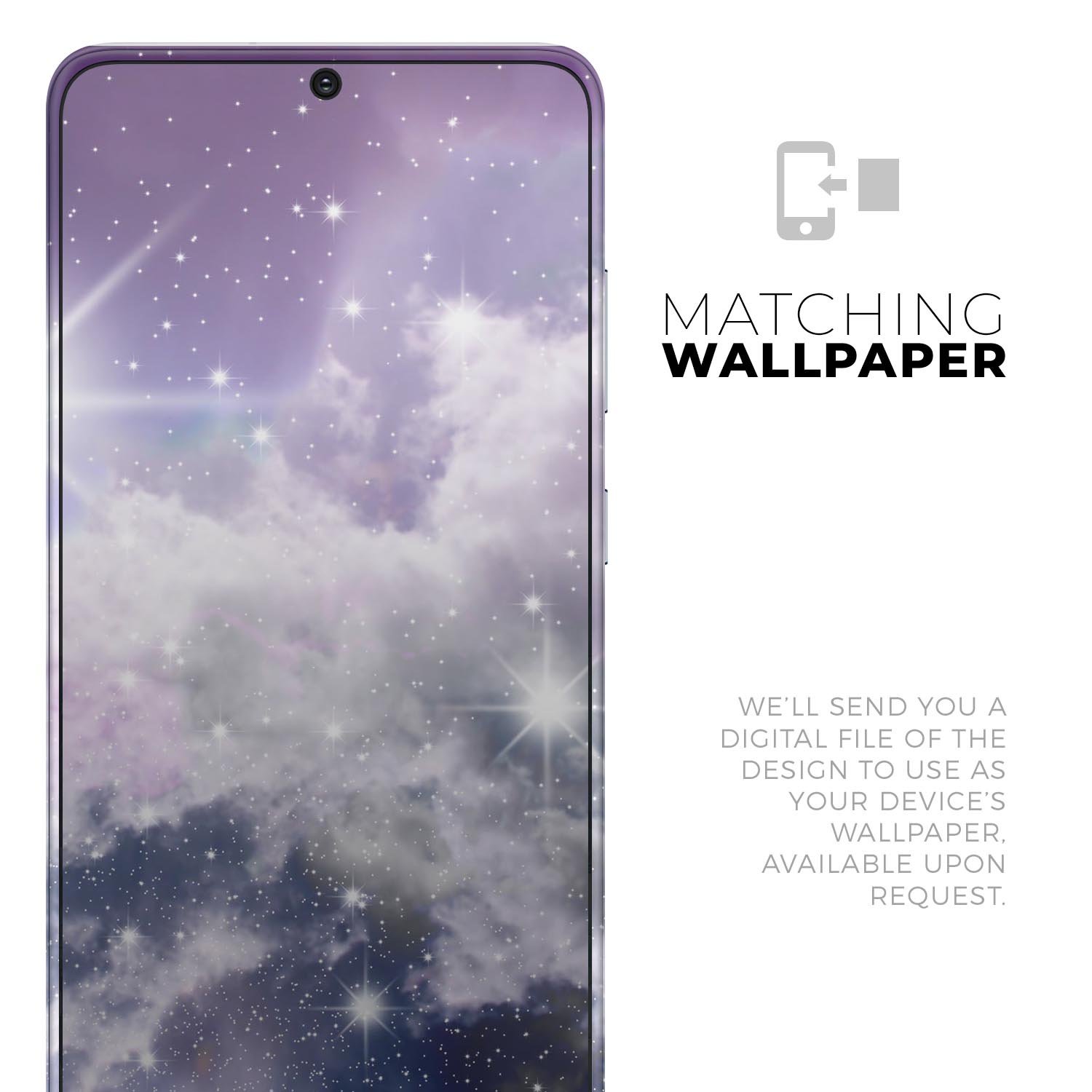 Sparkly Space Skin-Kit for Samsung Galaxy S20, showcasing a vibrant design and premium vinyl material.