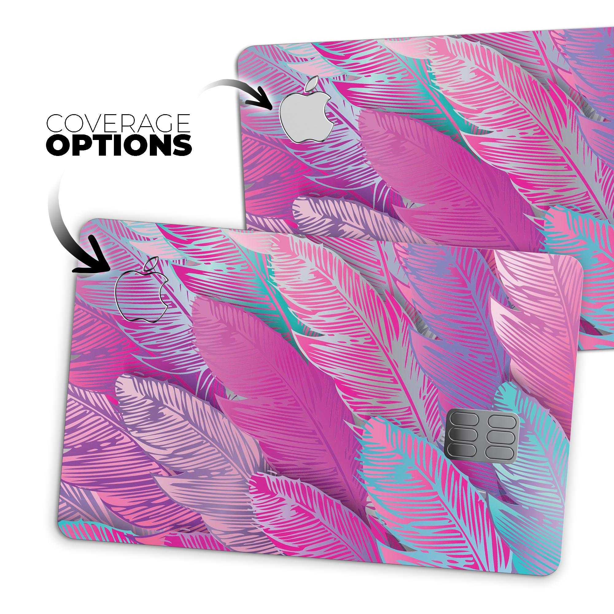 Spectral Vector Feathers decal skin kit for Apple Card, showcasing premium vinyl material and stylish finishes.