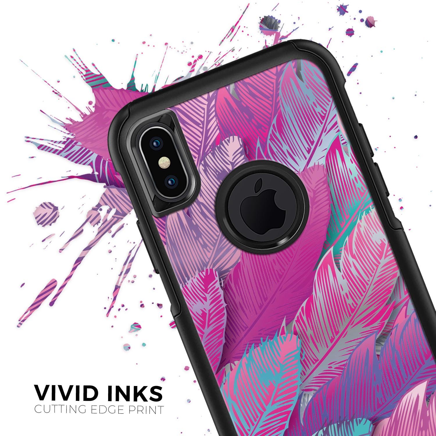 Spectral Vector Feathers Skin Kit for iPhone OtterBox Cases featuring vibrant graphics and a sleek design.