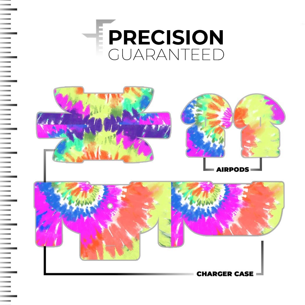 Spiral Tie Dye V1 skin decal wrap kit for Apple AirPods Pro, showcasing vibrant colors and a sleek design.