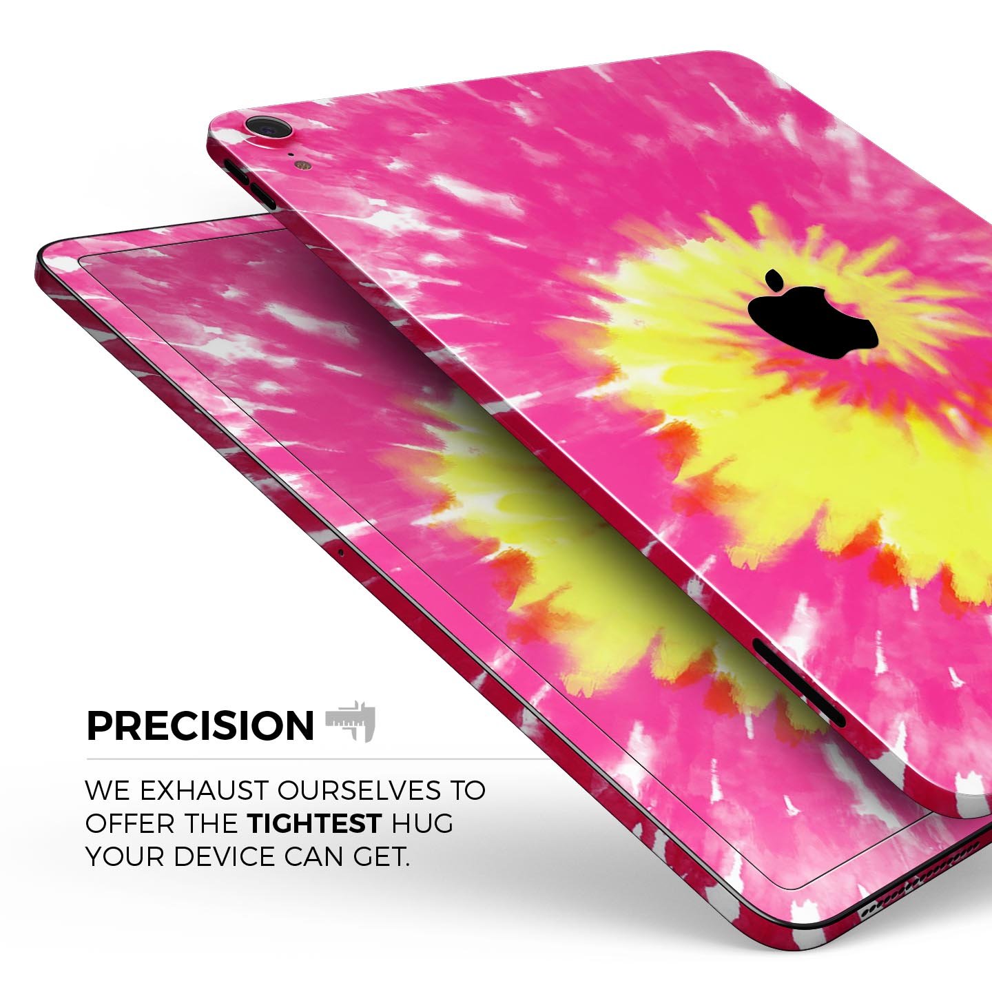 Spiral Tie Dye V2 Full Body Skin Decal for Apple iPad Pro 12.9, showcasing vibrant colors and a sleek design.