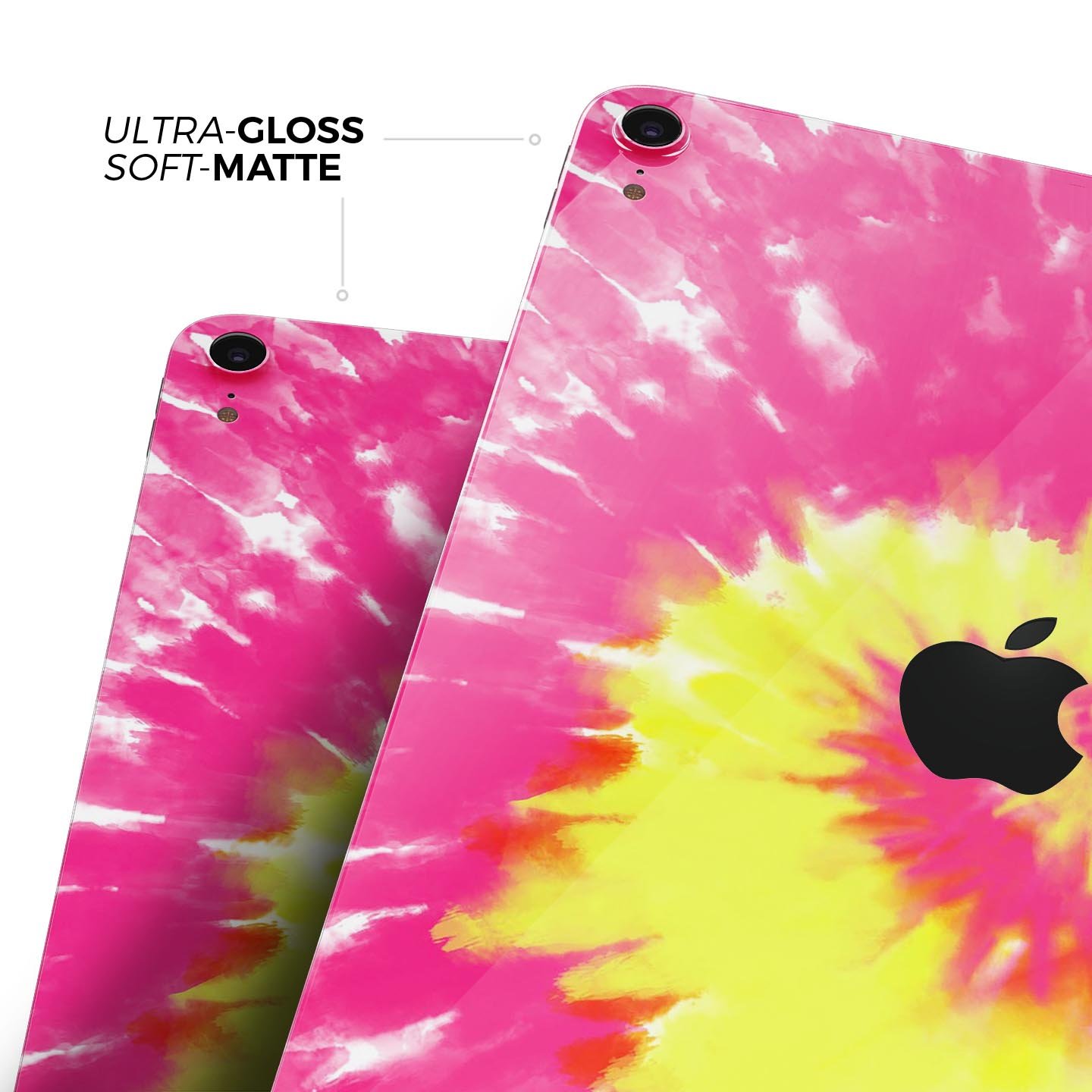 Spiral Tie Dye V2 Full Body Skin Decal for Apple iPad Pro 12.9, showcasing vibrant colors and a sleek design.