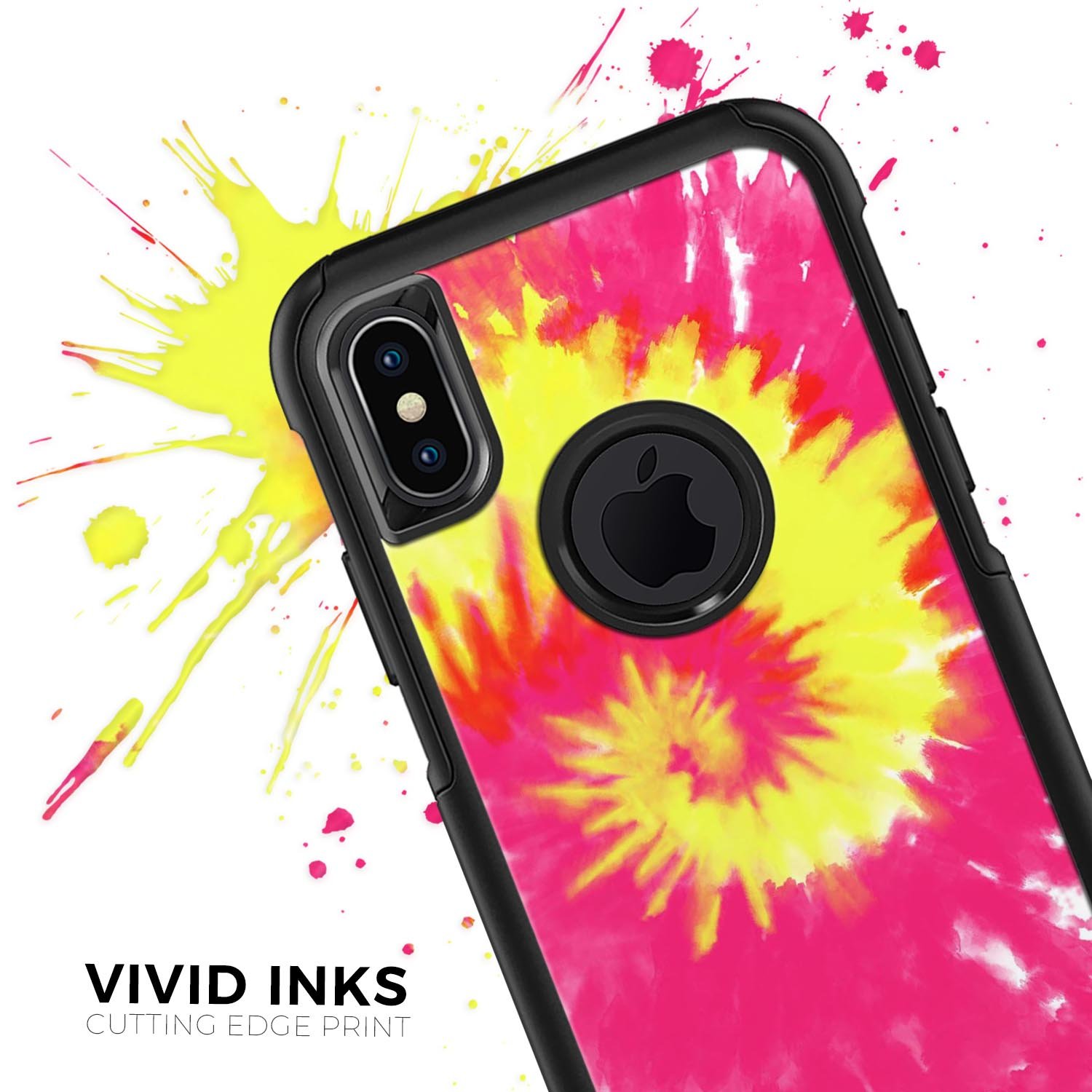 Spiral Tie Dye V2 Skin Kit for iPhone OtterBox cases, featuring vibrant colors and a sleek design.