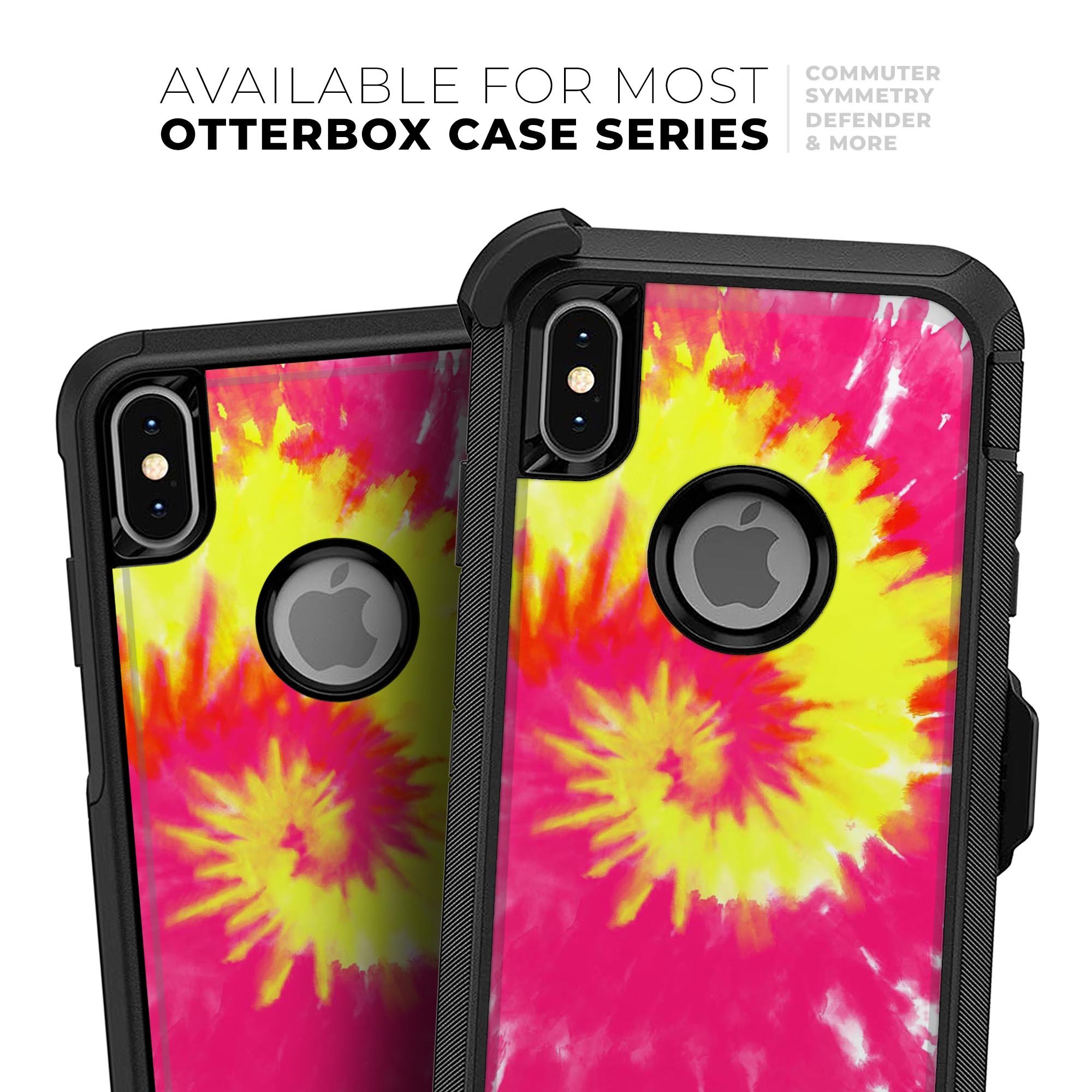 Spiral Tie Dye V2 Skin Kit for iPhone OtterBox cases, featuring vibrant colors and a sleek design.